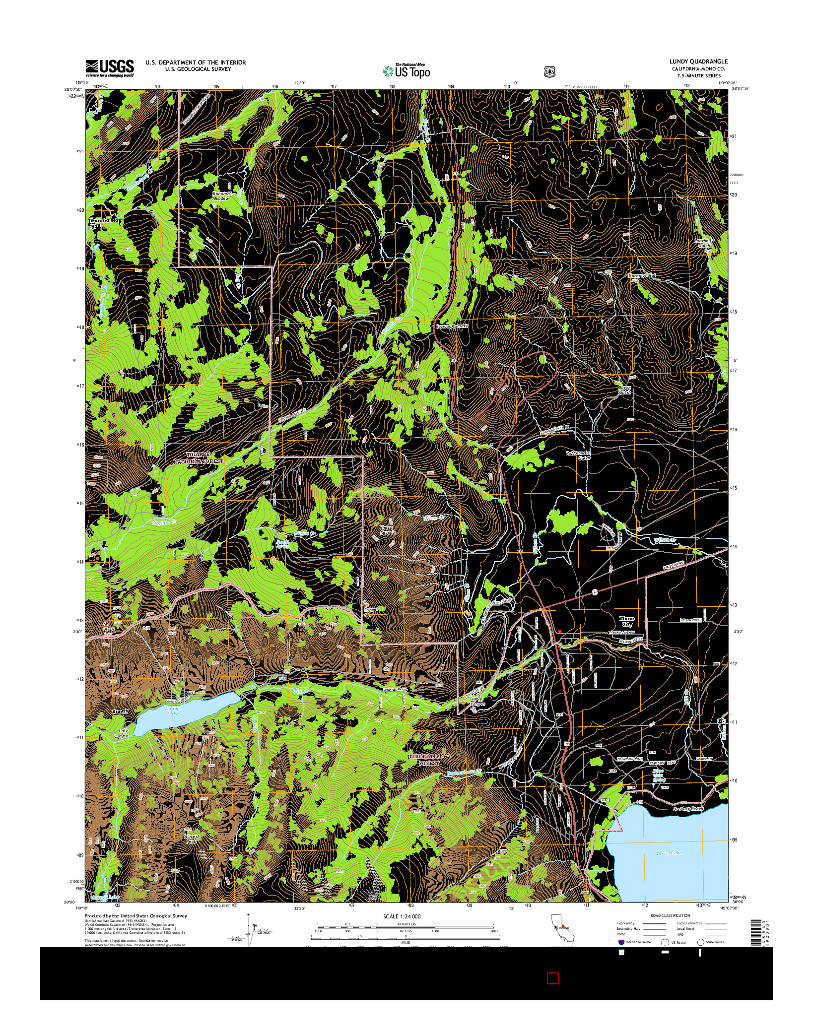 USGS US TOPO 7.5-MINUTE MAP FOR LUNDY, CA 2015