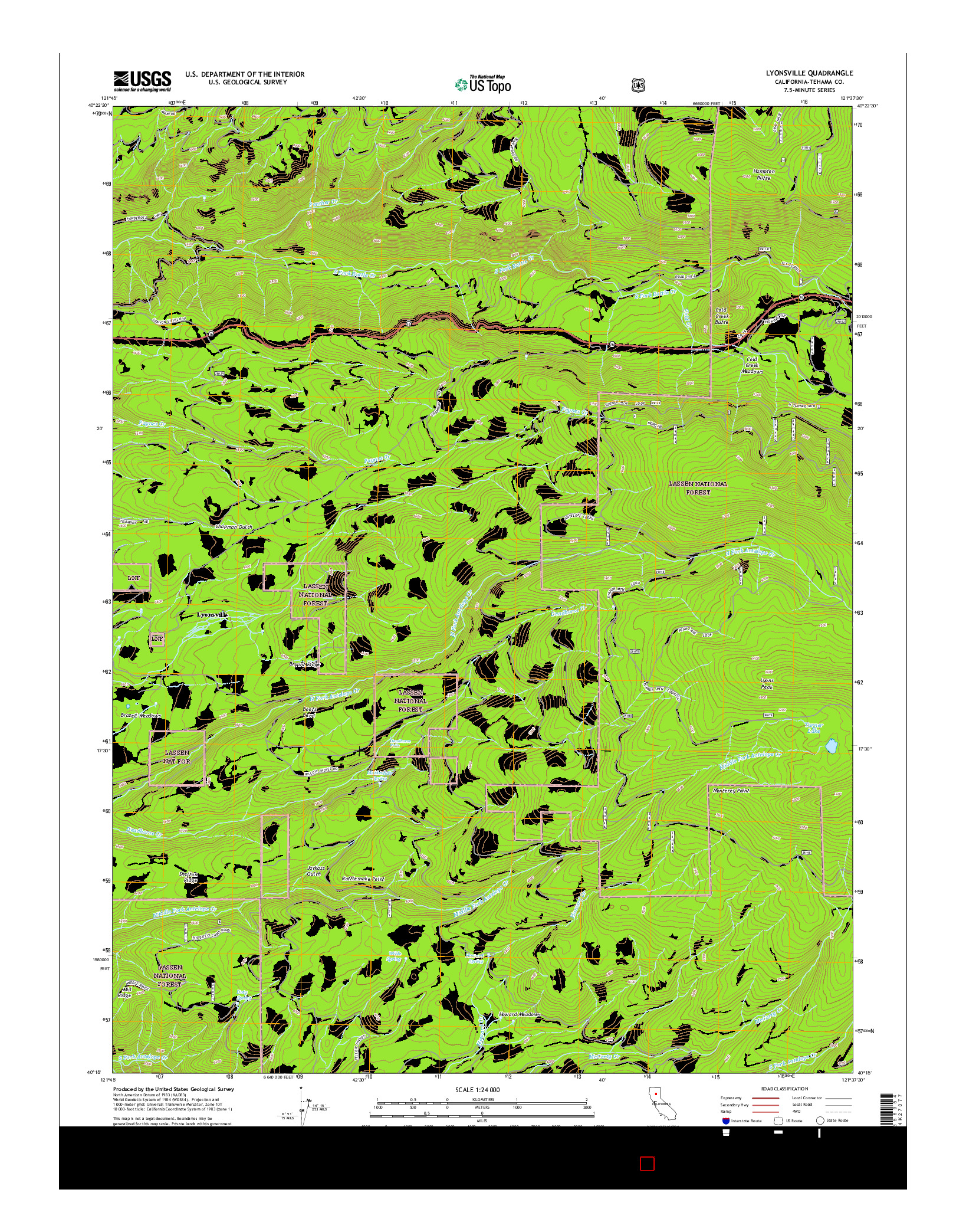 USGS US TOPO 7.5-MINUTE MAP FOR LYONSVILLE, CA 2015