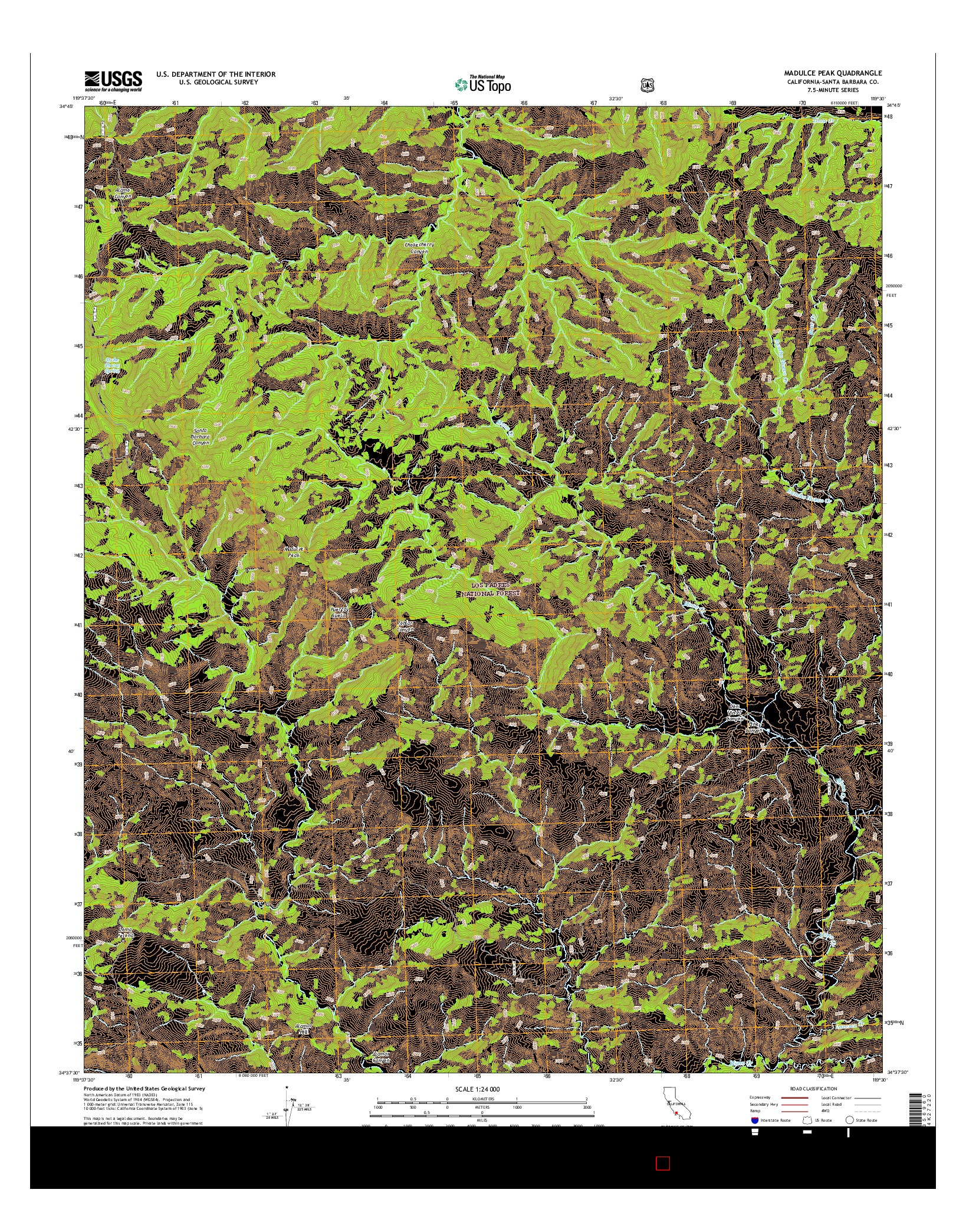 USGS US TOPO 7.5-MINUTE MAP FOR MADULCE PEAK, CA 2015