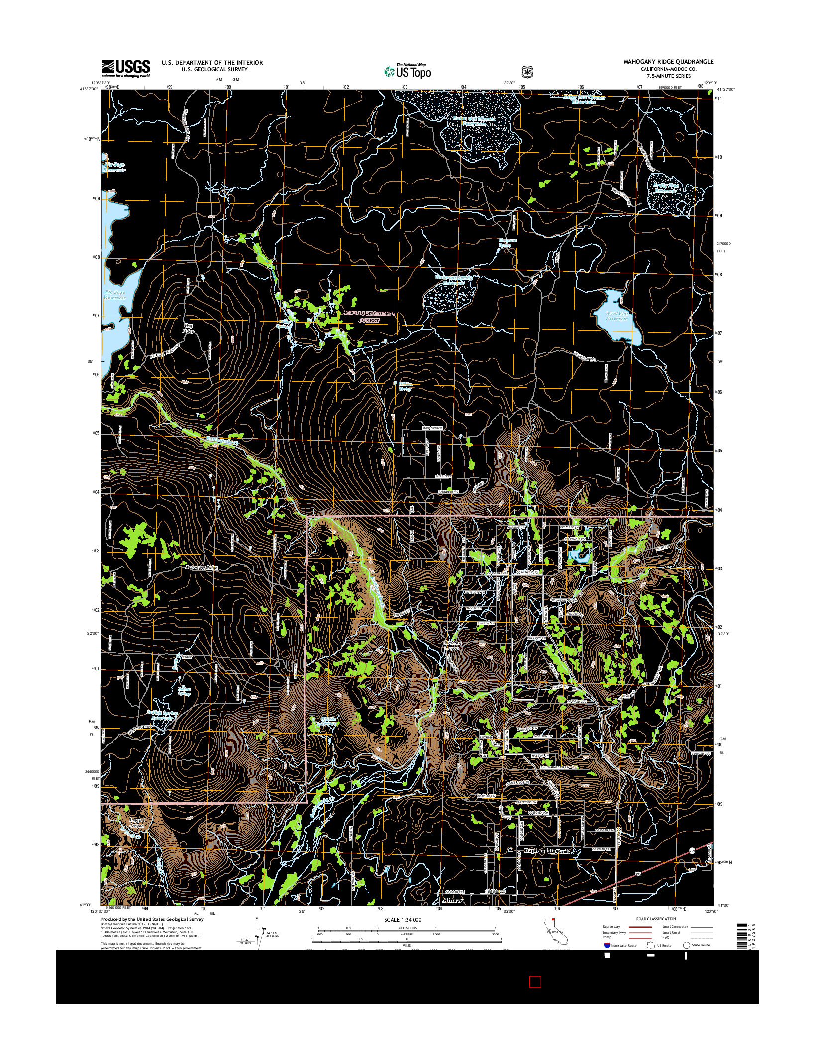 USGS US TOPO 7.5-MINUTE MAP FOR MAHOGANY RIDGE, CA 2015