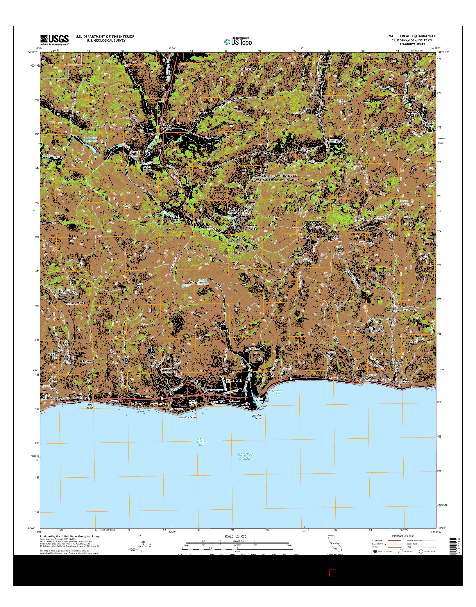 USGS US TOPO 7.5-MINUTE MAP FOR MALIBU BEACH, CA 2015