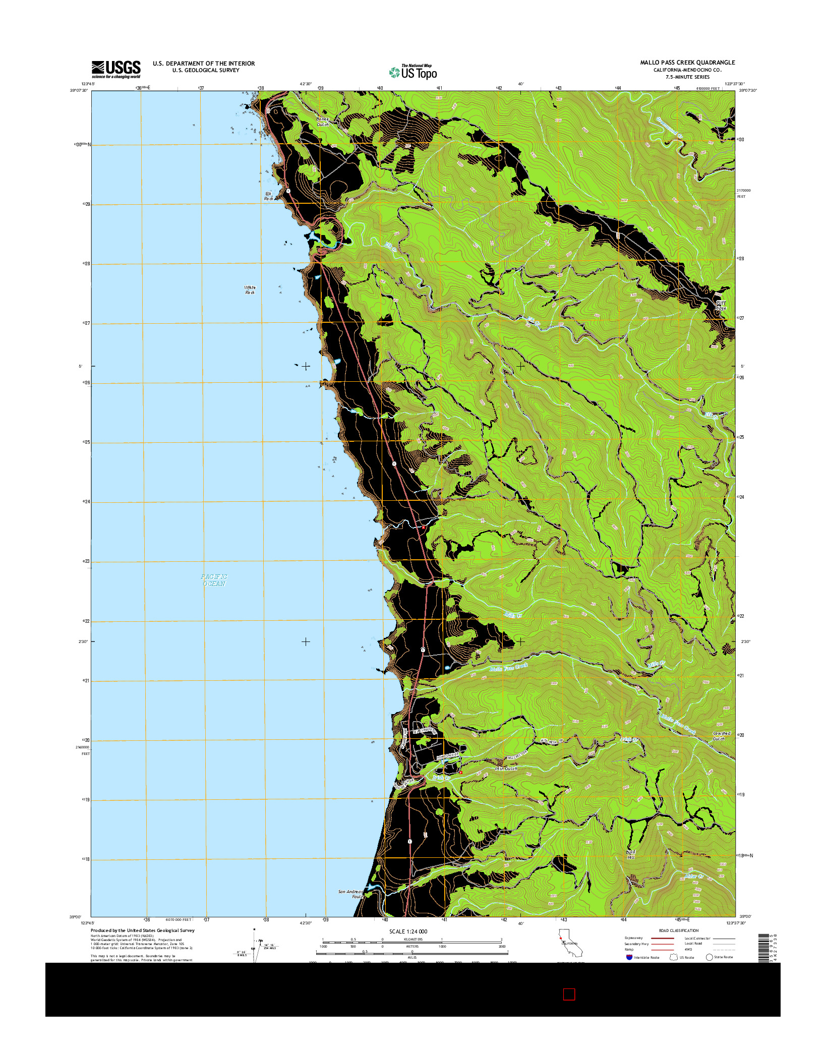 USGS US TOPO 7.5-MINUTE MAP FOR MALLO PASS CREEK, CA 2015