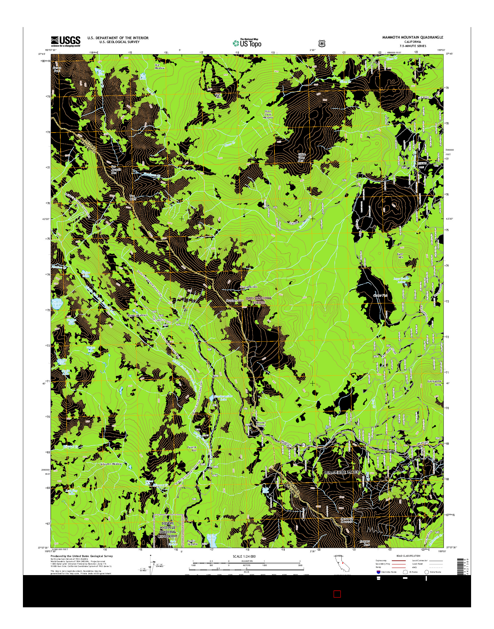 USGS US TOPO 7.5-MINUTE MAP FOR MAMMOTH MOUNTAIN, CA 2015