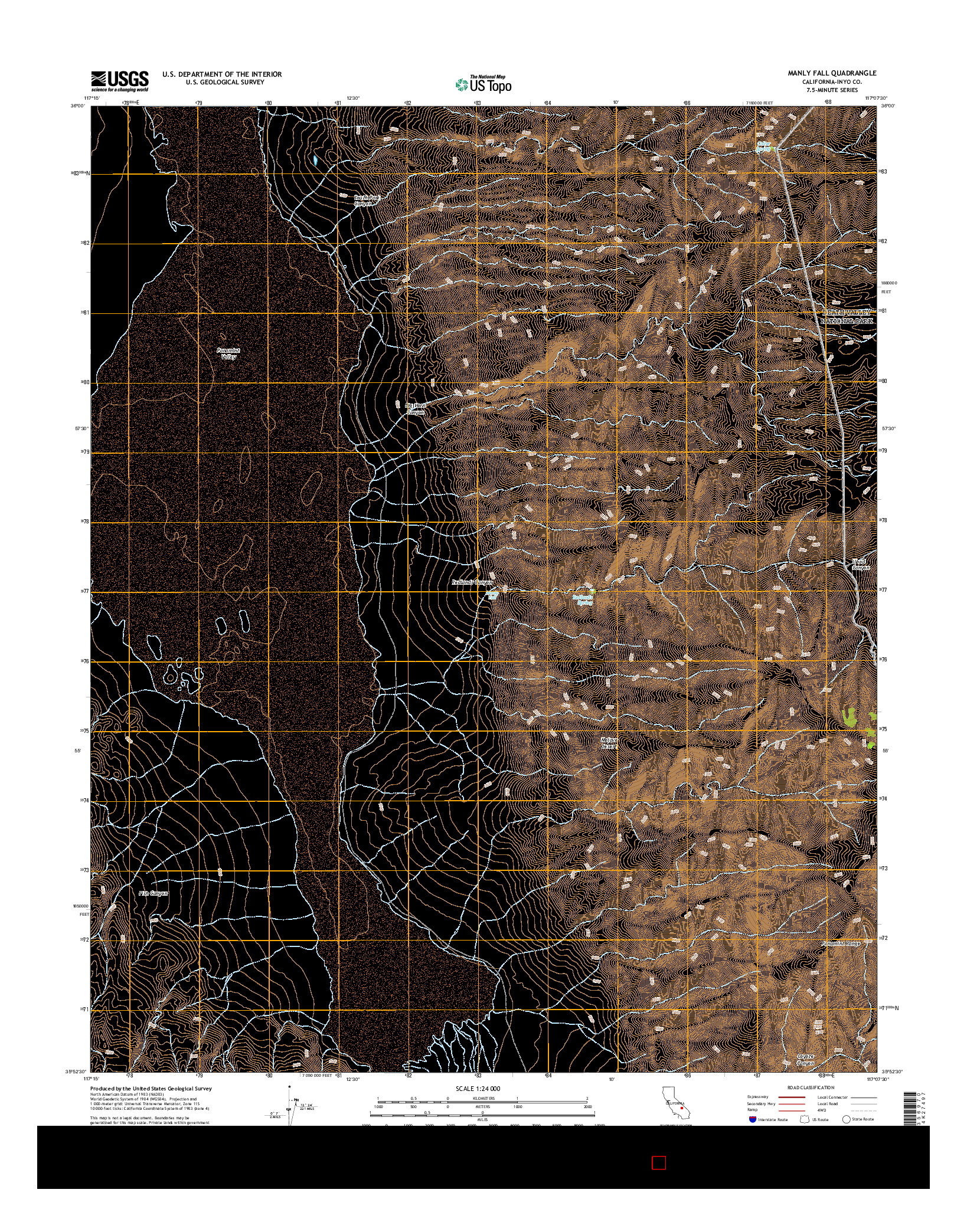 USGS US TOPO 7.5-MINUTE MAP FOR MANLY FALL, CA 2015