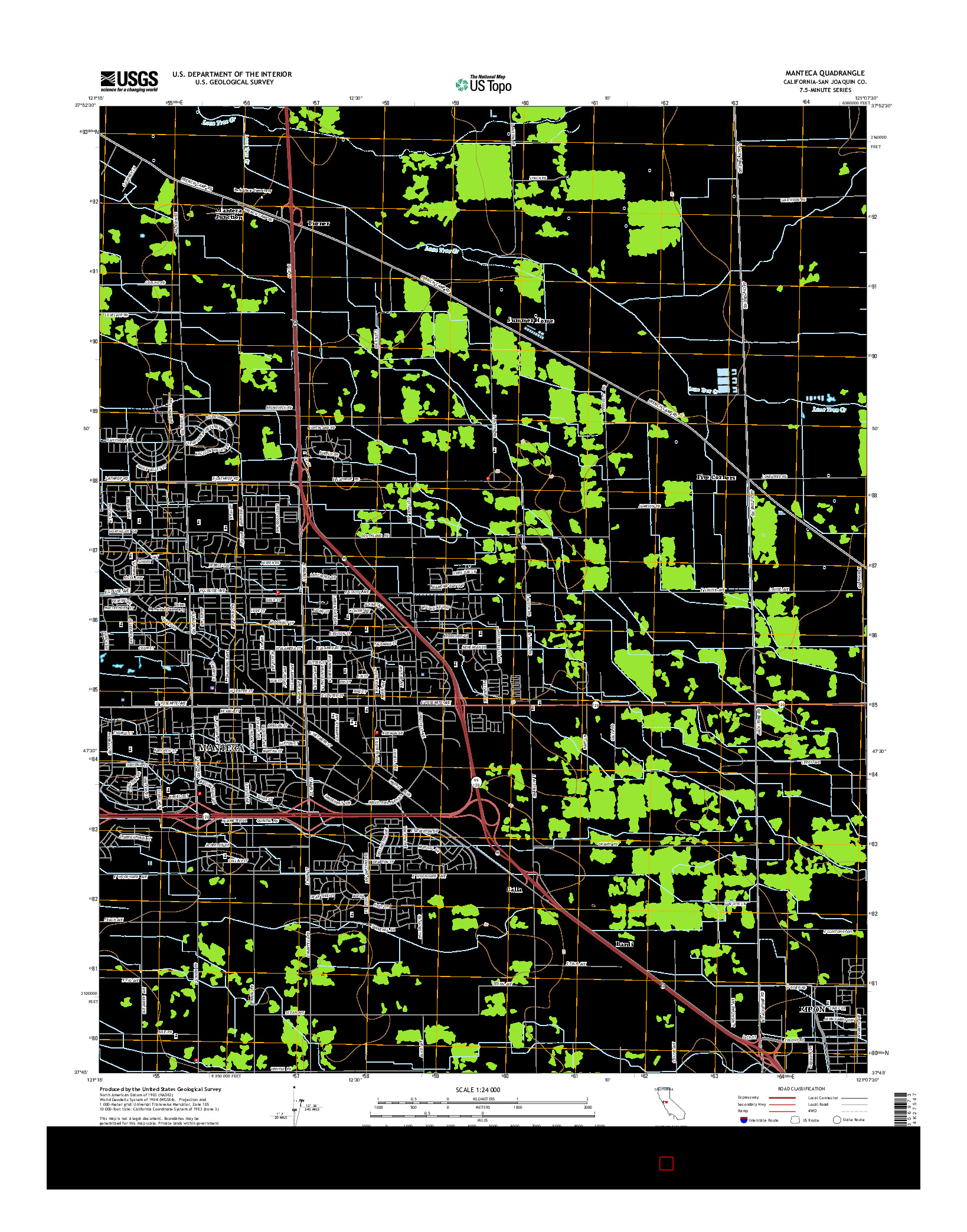 USGS US TOPO 7.5-MINUTE MAP FOR MANTECA, CA 2015