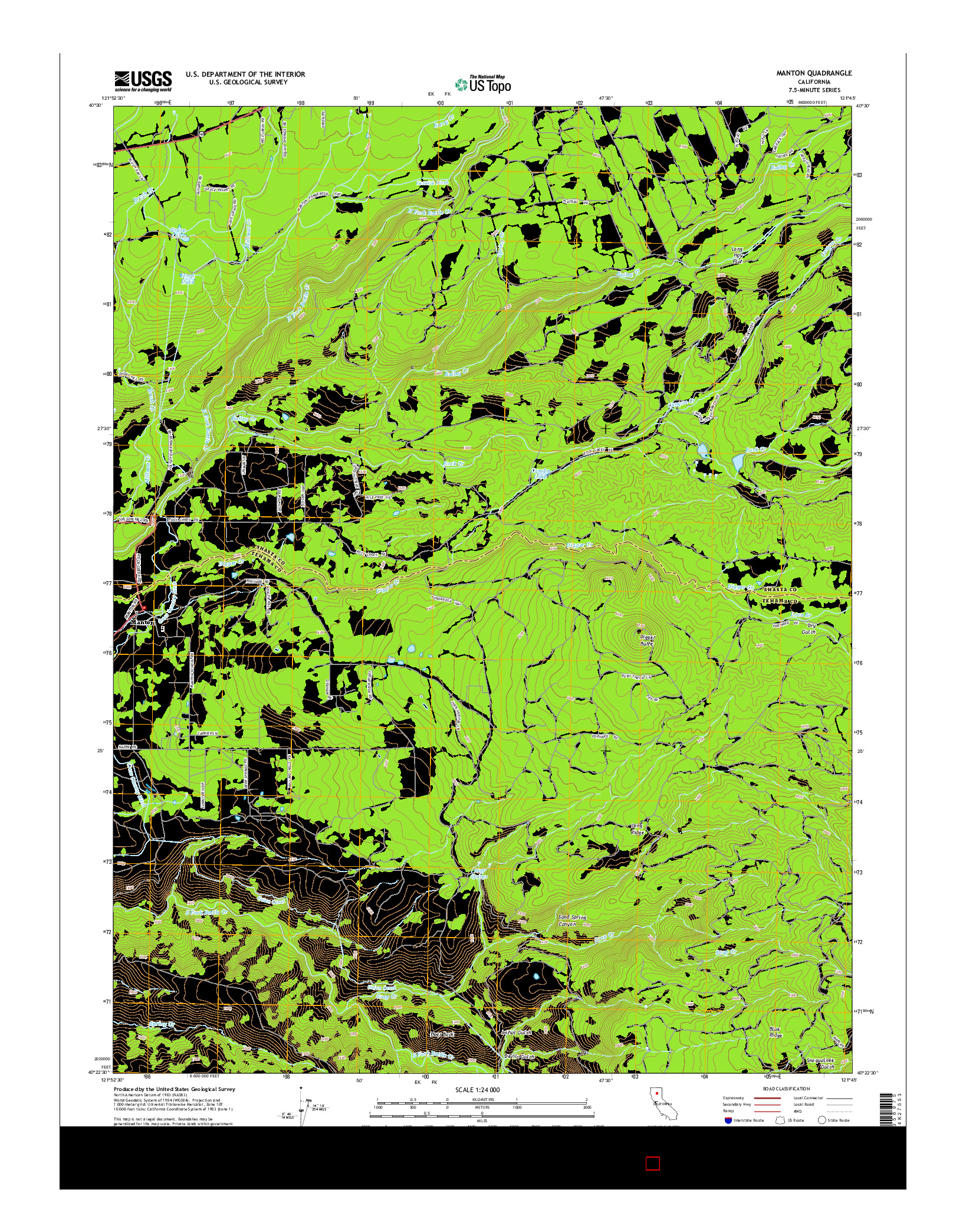USGS US TOPO 7.5-MINUTE MAP FOR MANTON, CA 2015