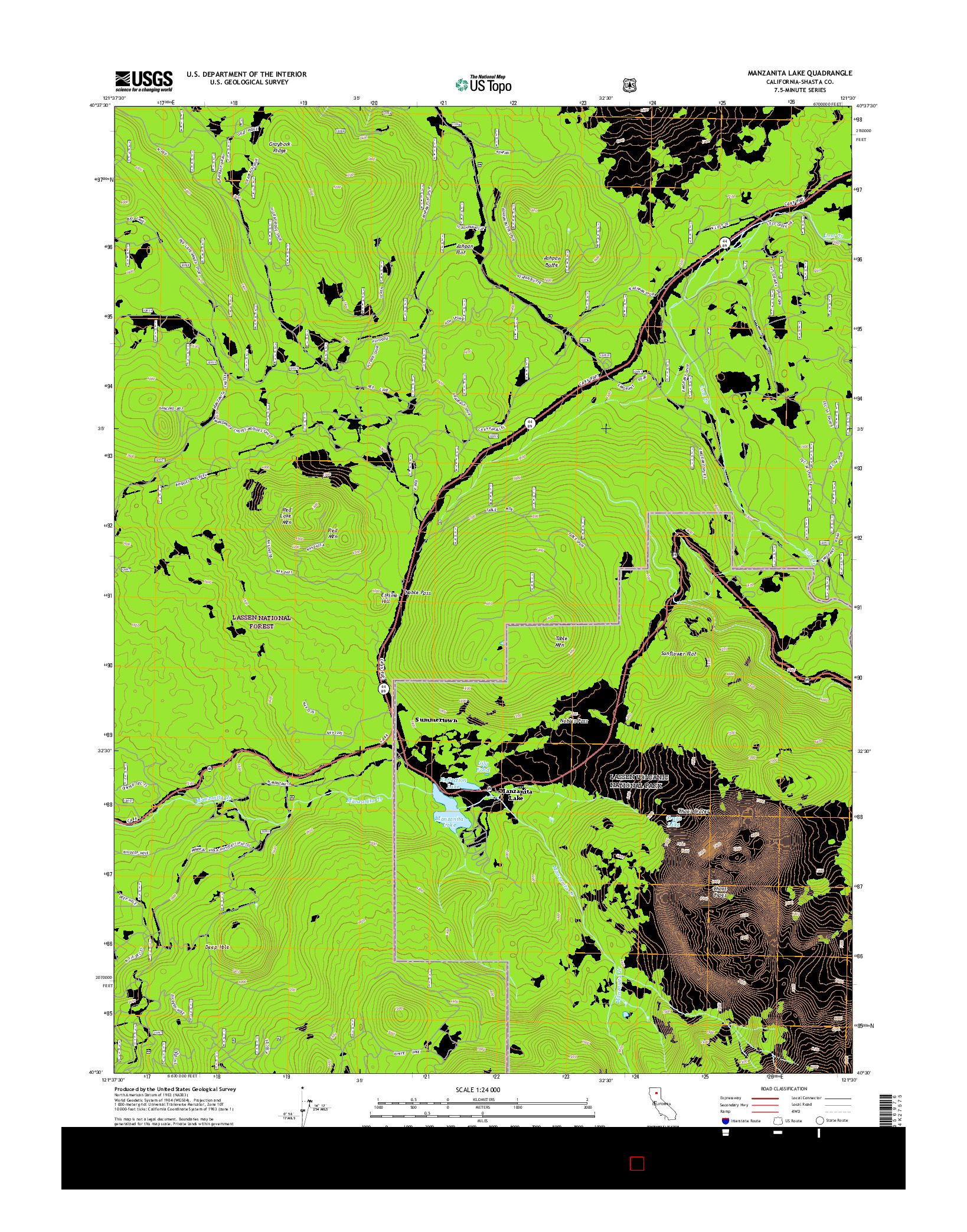 USGS US TOPO 7.5-MINUTE MAP FOR MANZANITA LAKE, CA 2015