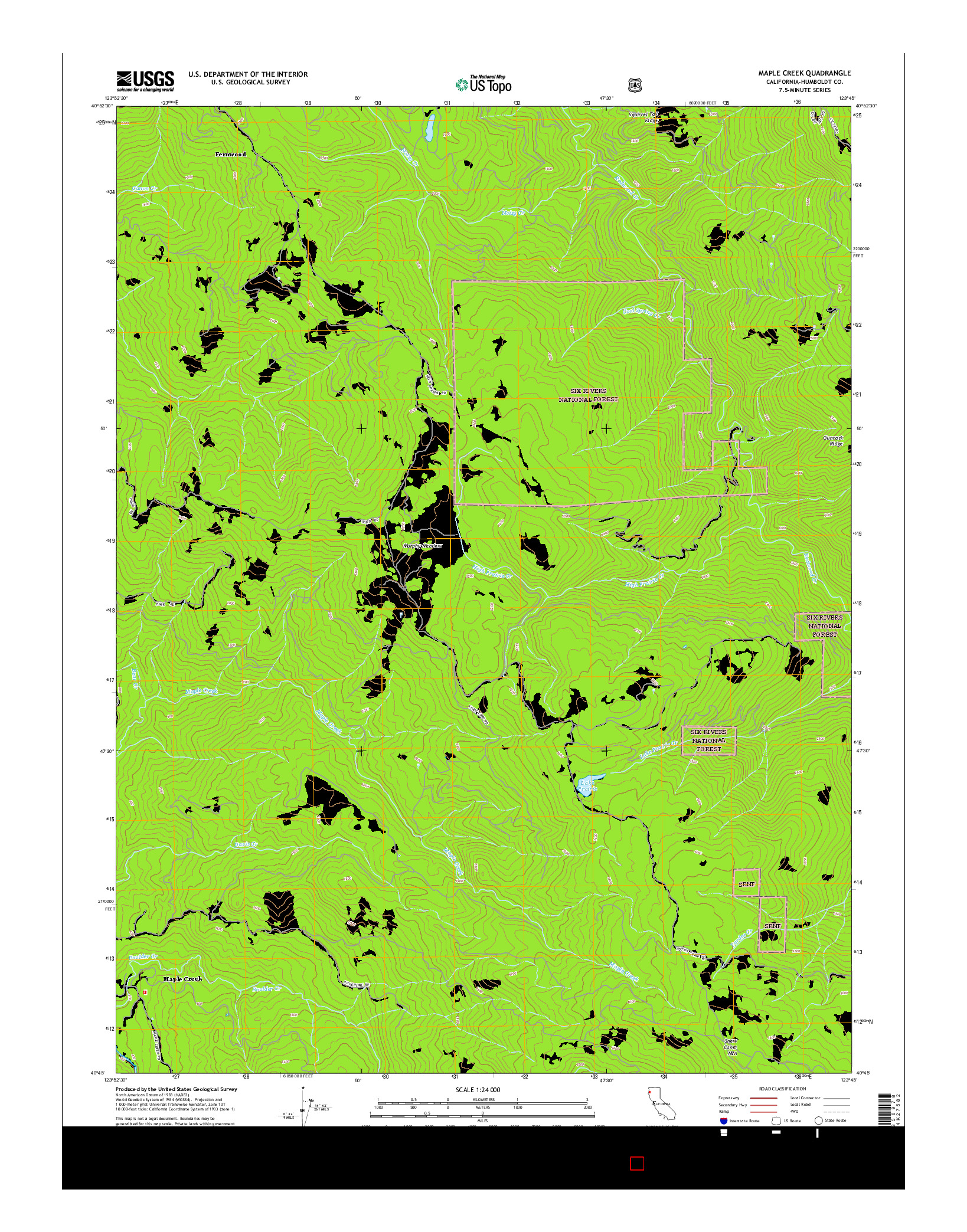 USGS US TOPO 7.5-MINUTE MAP FOR MAPLE CREEK, CA 2015