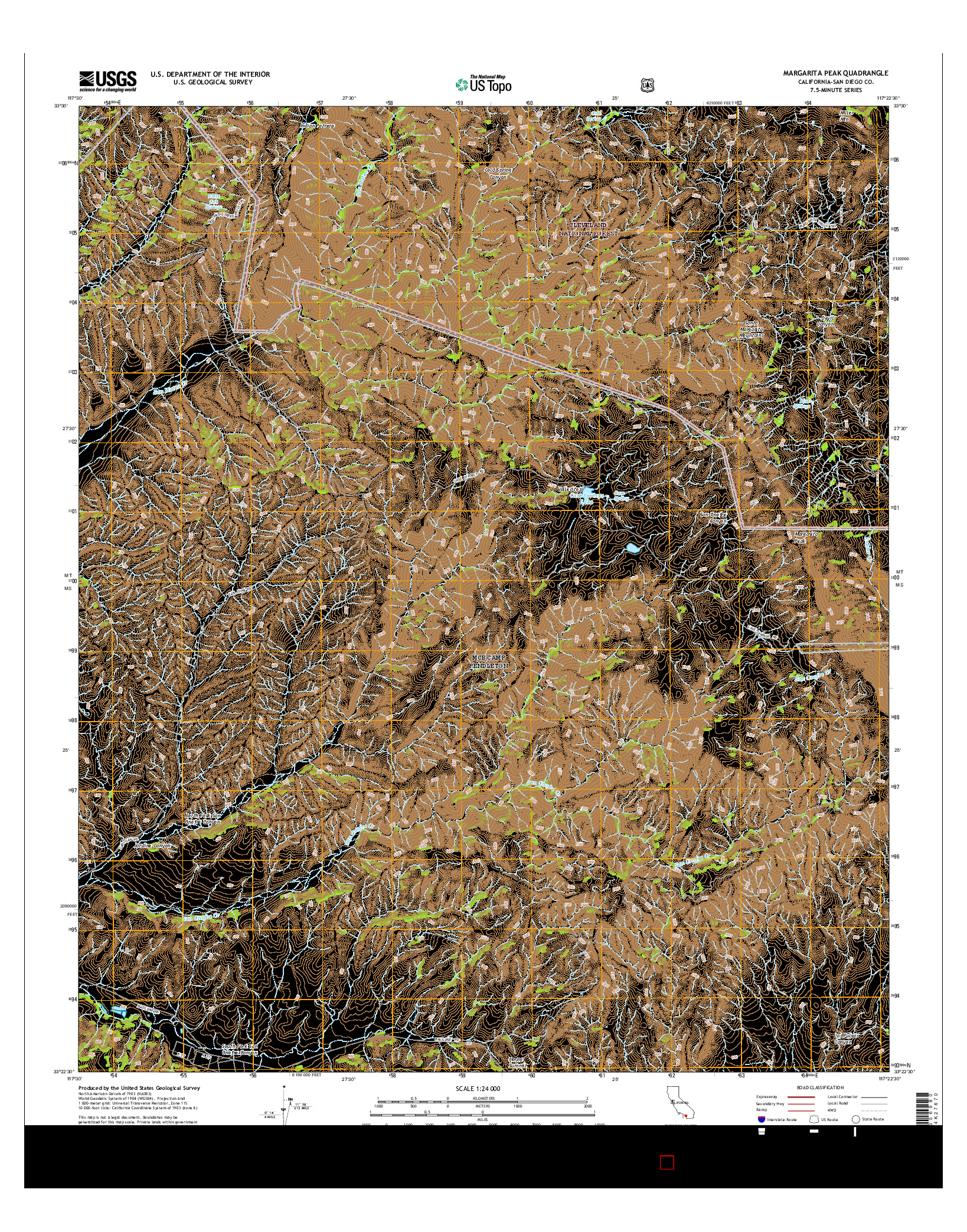 USGS US TOPO 7.5-MINUTE MAP FOR MARGARITA PEAK, CA 2015