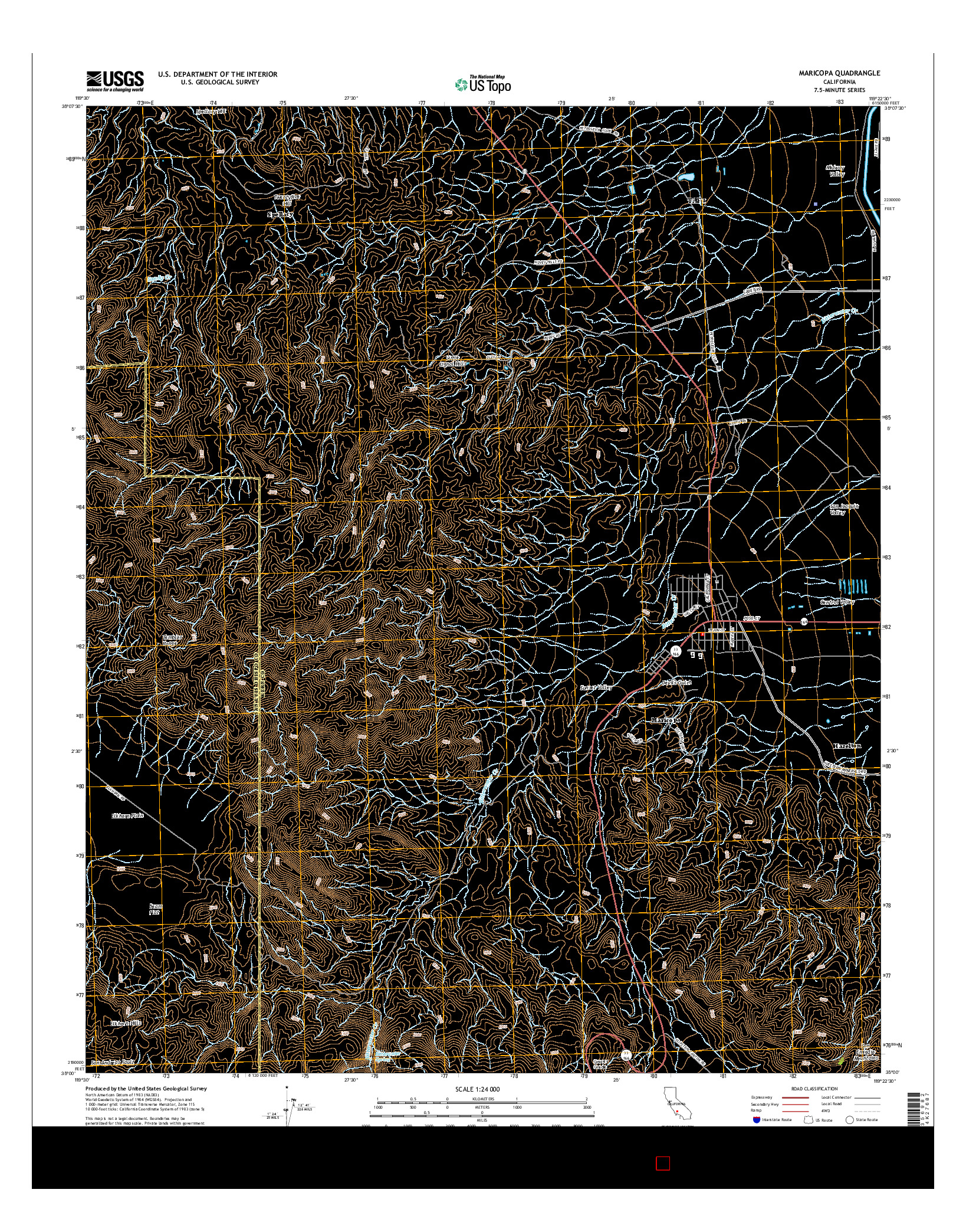 USGS US TOPO 7.5-MINUTE MAP FOR MARICOPA, CA 2015