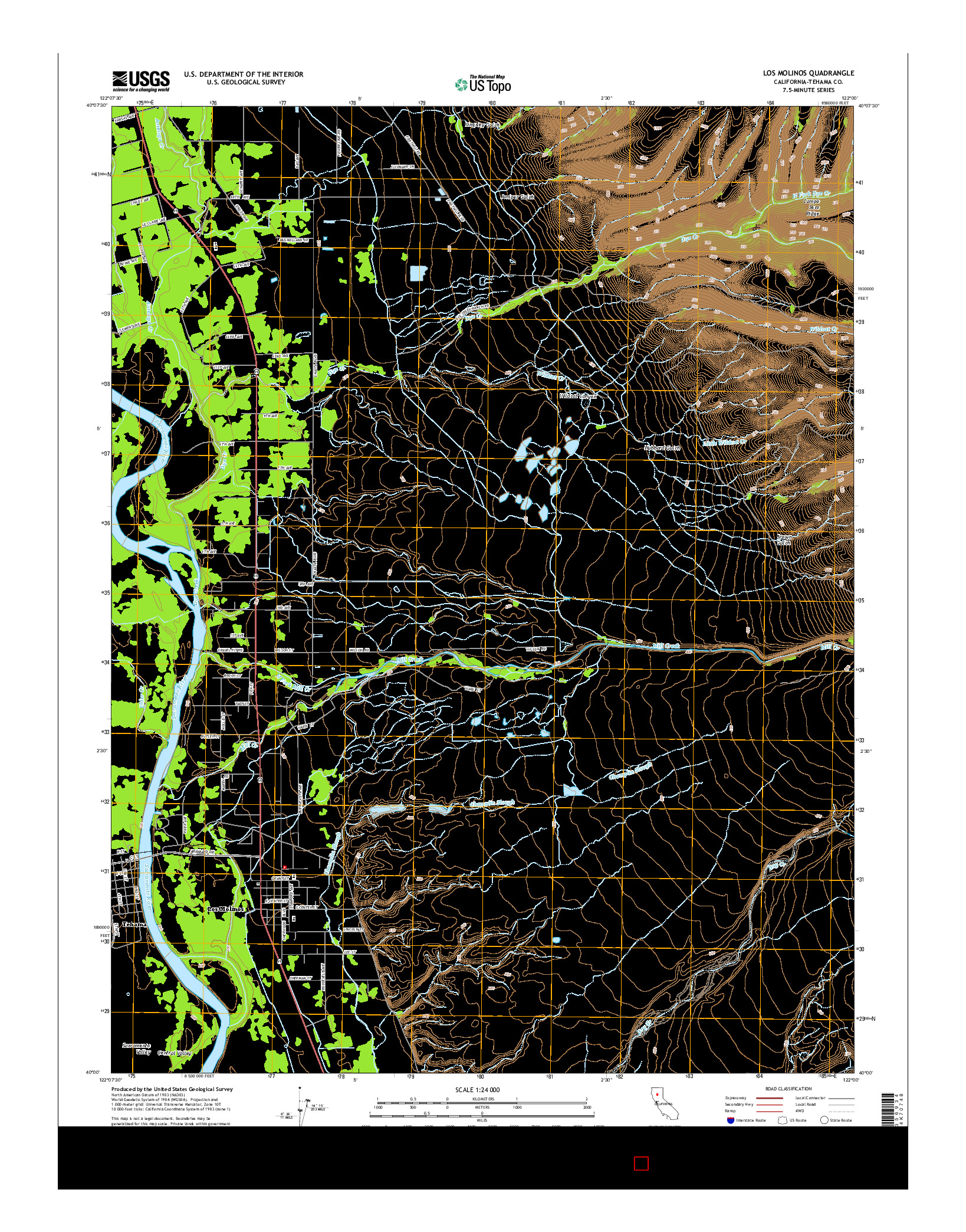 USGS US TOPO 7.5-MINUTE MAP FOR LOS MOLINOS, CA 2015