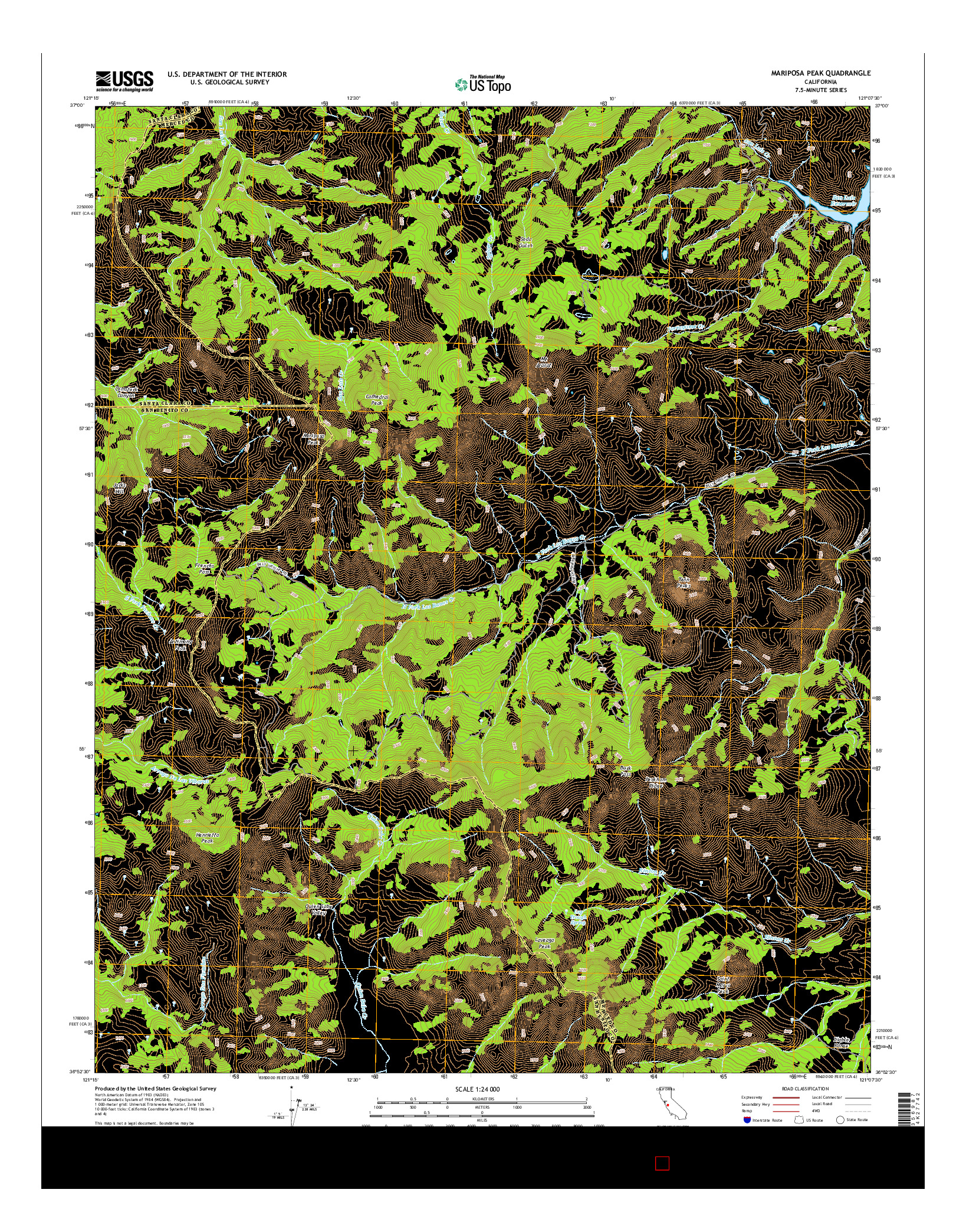 USGS US TOPO 7.5-MINUTE MAP FOR MARIPOSA PEAK, CA 2015