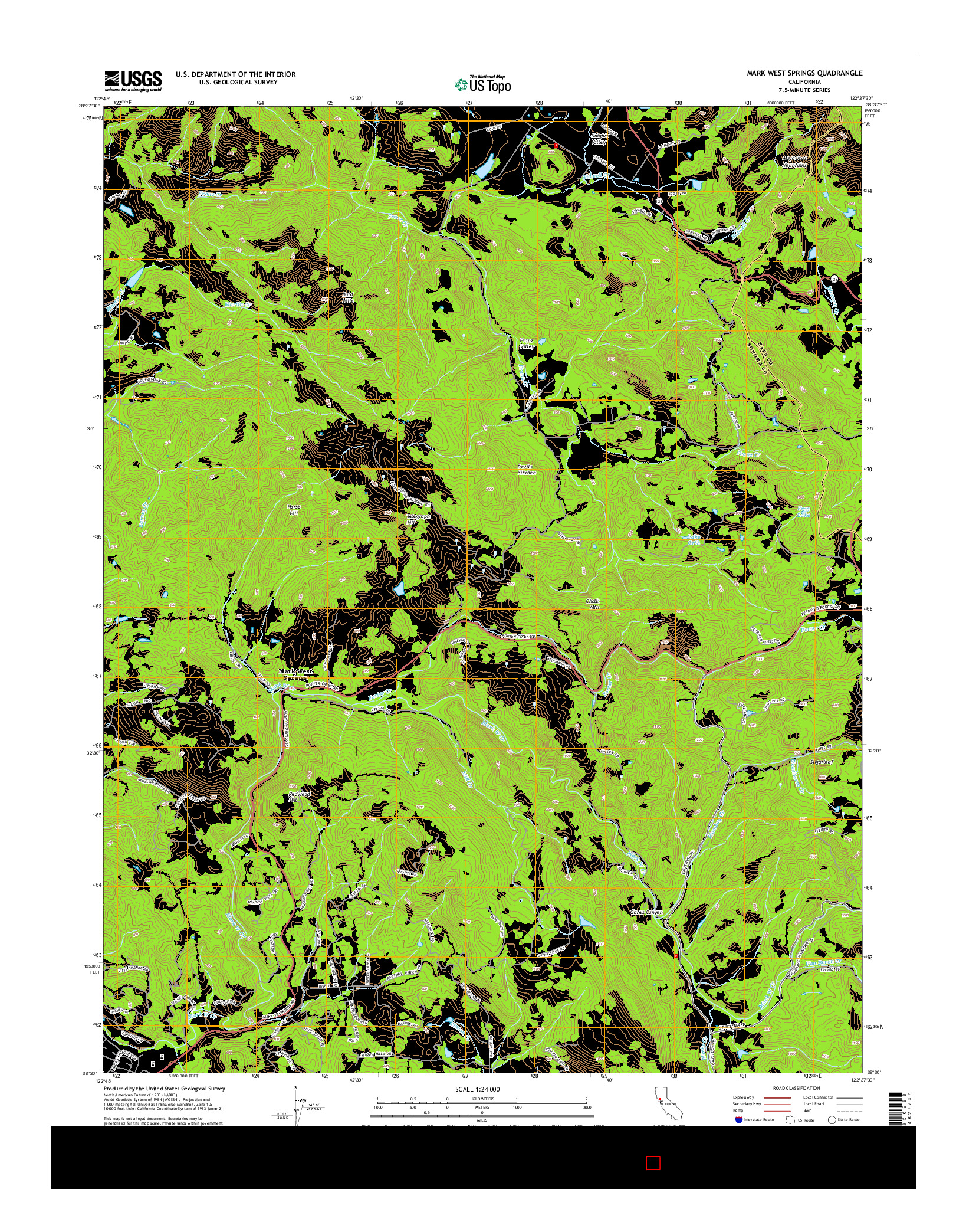 USGS US TOPO 7.5-MINUTE MAP FOR MARK WEST SPRINGS, CA 2015