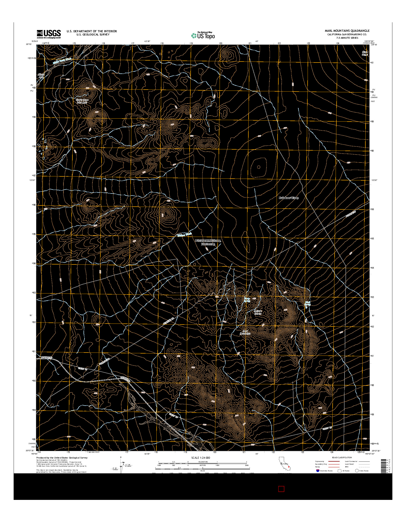 USGS US TOPO 7.5-MINUTE MAP FOR MARL MOUNTAINS, CA 2015