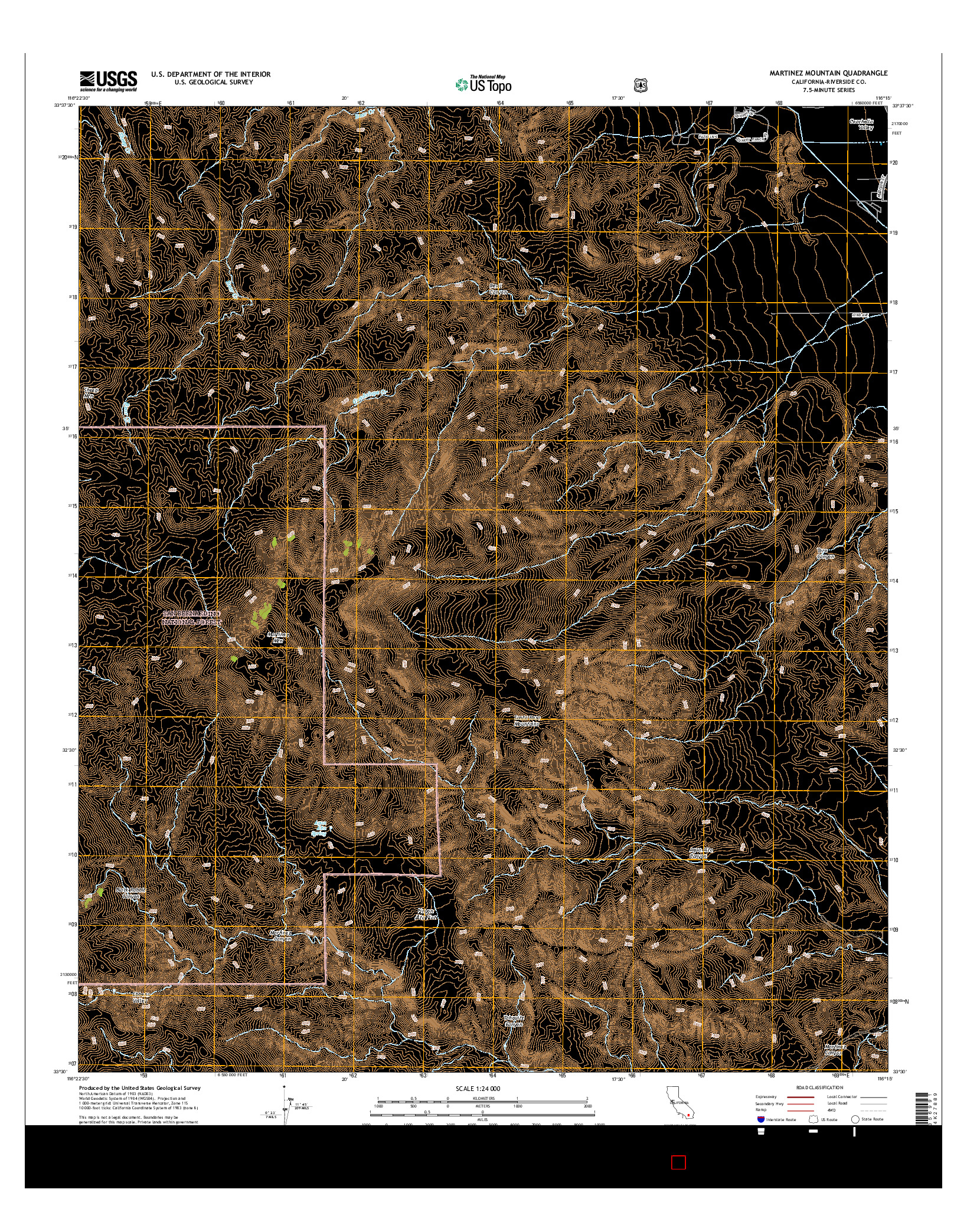 USGS US TOPO 7.5-MINUTE MAP FOR MARTINEZ MOUNTAIN, CA 2015