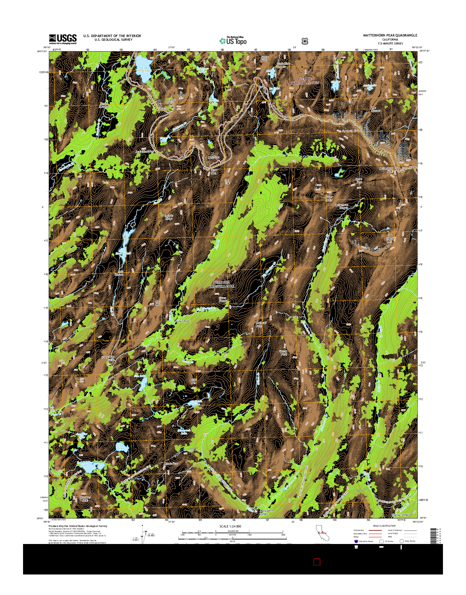 USGS US TOPO 7.5-MINUTE MAP FOR MATTERHORN PEAK, CA 2015