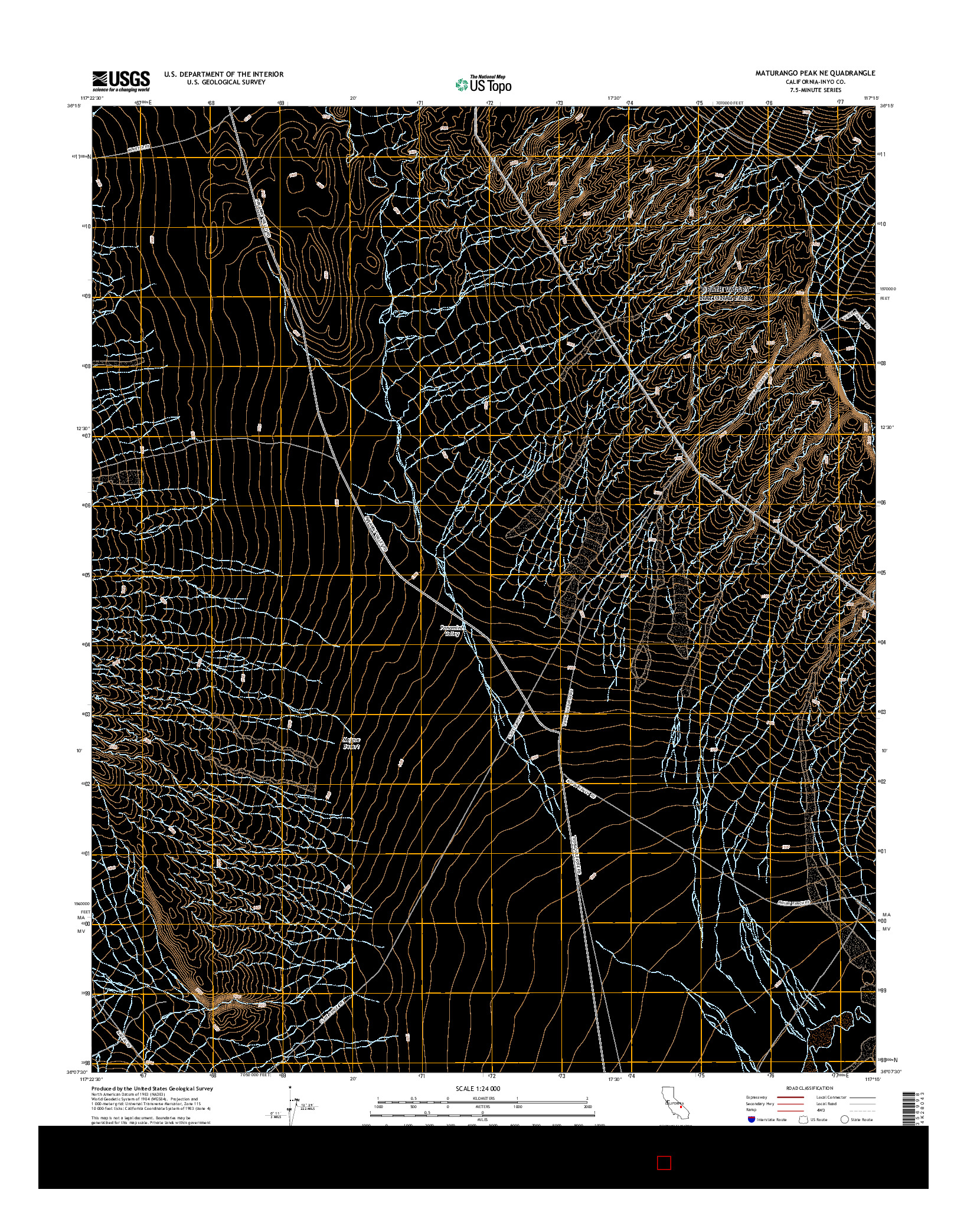 USGS US TOPO 7.5-MINUTE MAP FOR MATURANGO PEAK NE, CA 2015