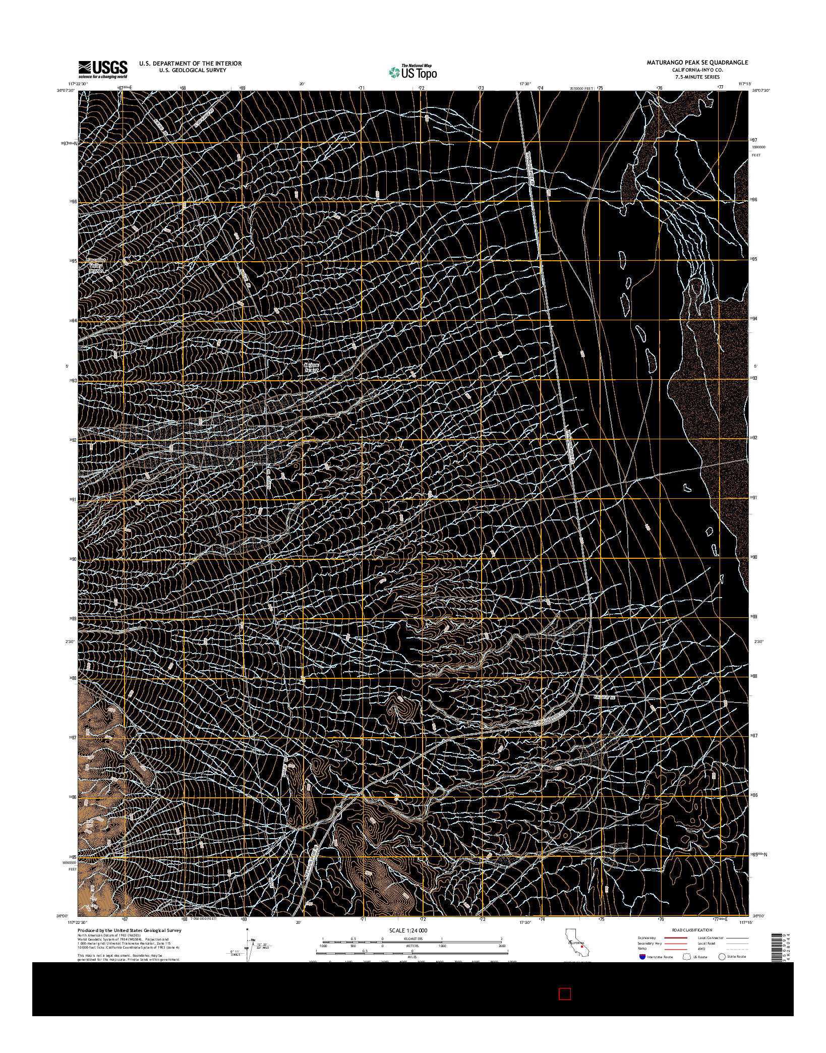 USGS US TOPO 7.5-MINUTE MAP FOR MATURANGO PEAK SE, CA 2015