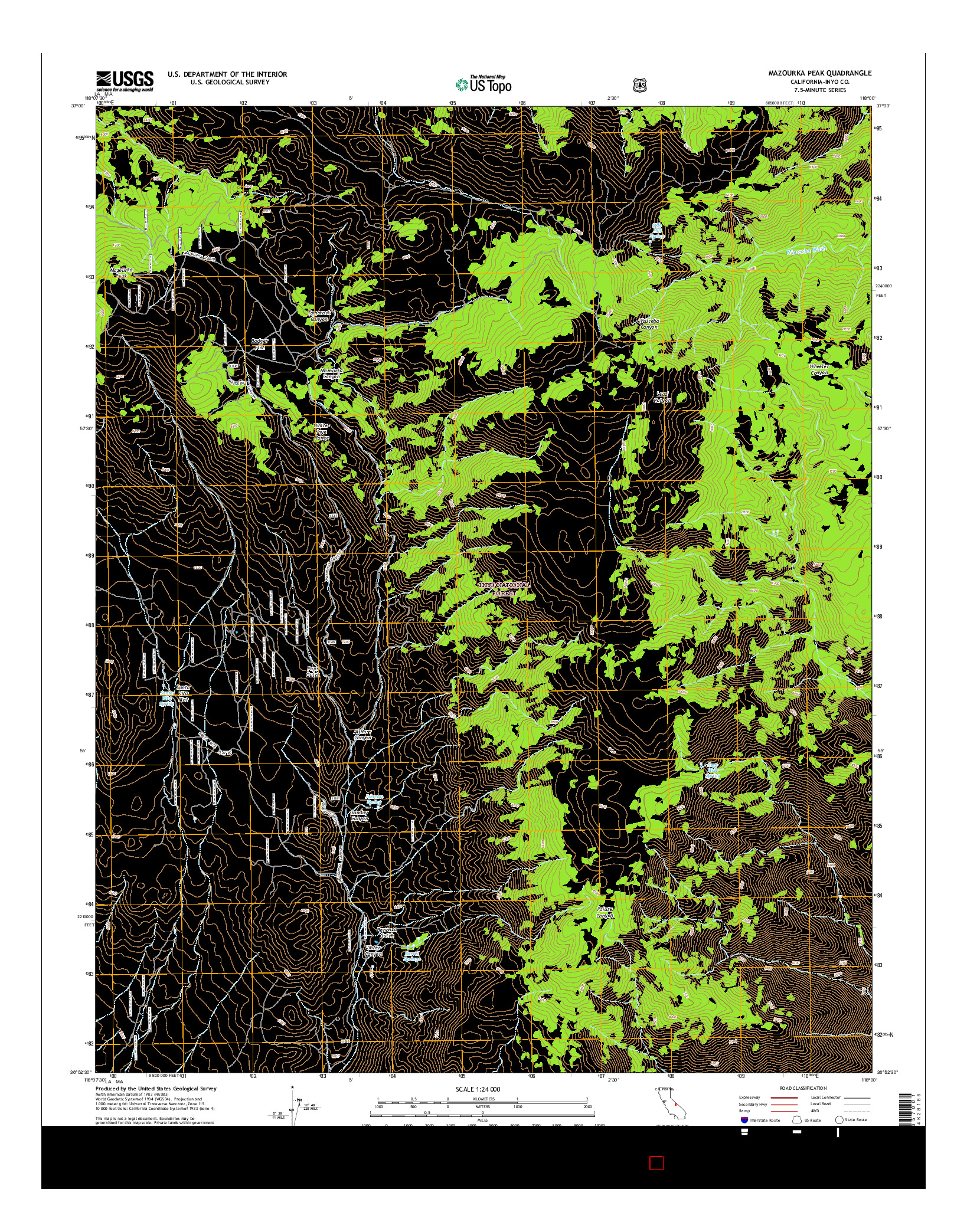 USGS US TOPO 7.5-MINUTE MAP FOR MAZOURKA PEAK, CA 2015