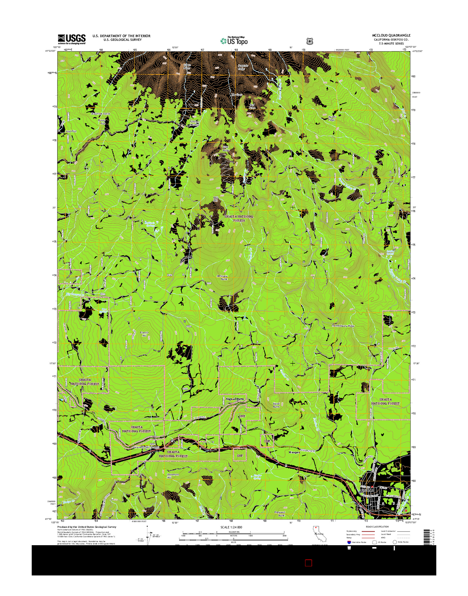 USGS US TOPO 7.5-MINUTE MAP FOR MCCLOUD, CA 2015