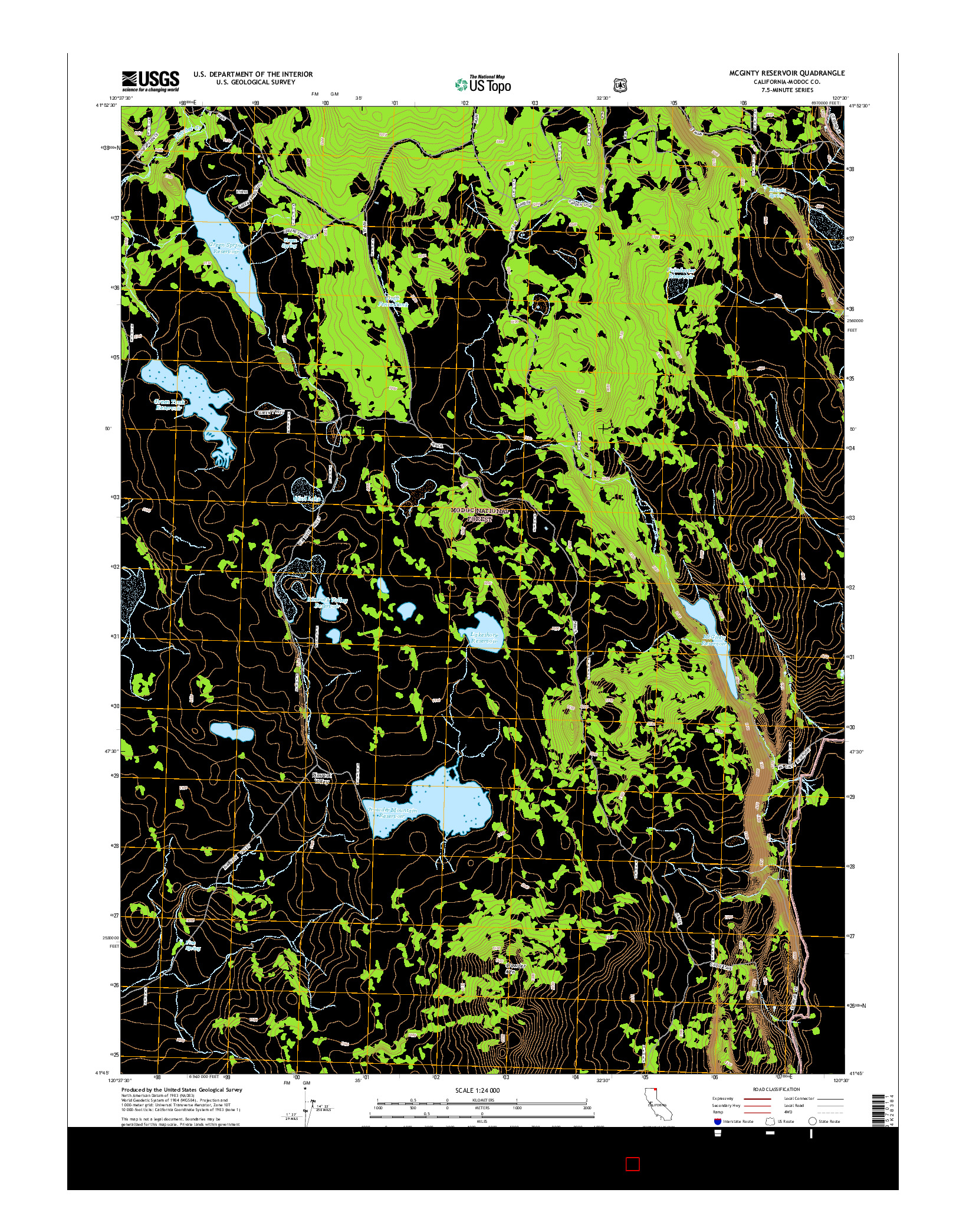 USGS US TOPO 7.5-MINUTE MAP FOR MCGINTY RESERVOIR, CA 2015