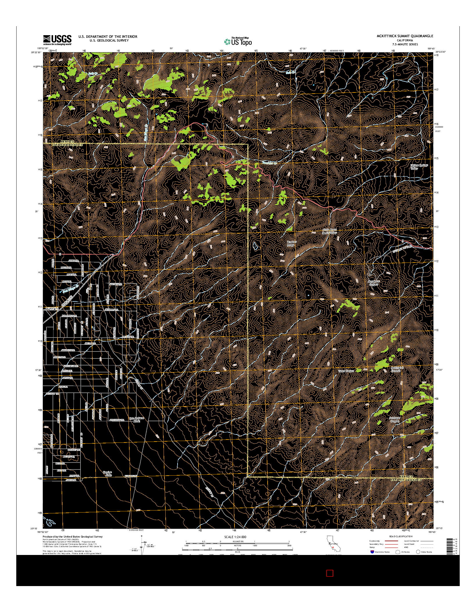 USGS US TOPO 7.5-MINUTE MAP FOR MCKITTRICK SUMMIT, CA 2015