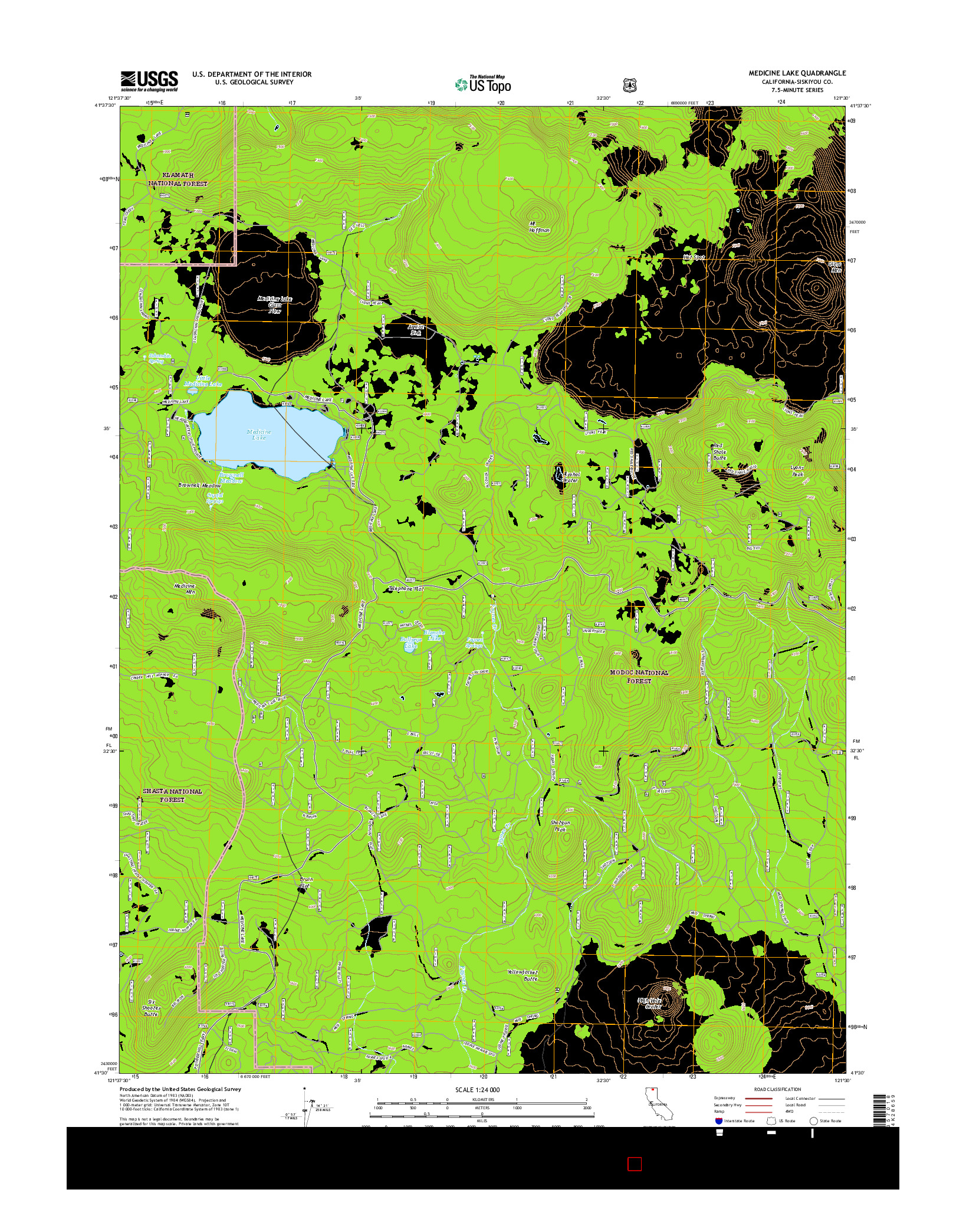 USGS US TOPO 7.5-MINUTE MAP FOR MEDICINE LAKE, CA 2015