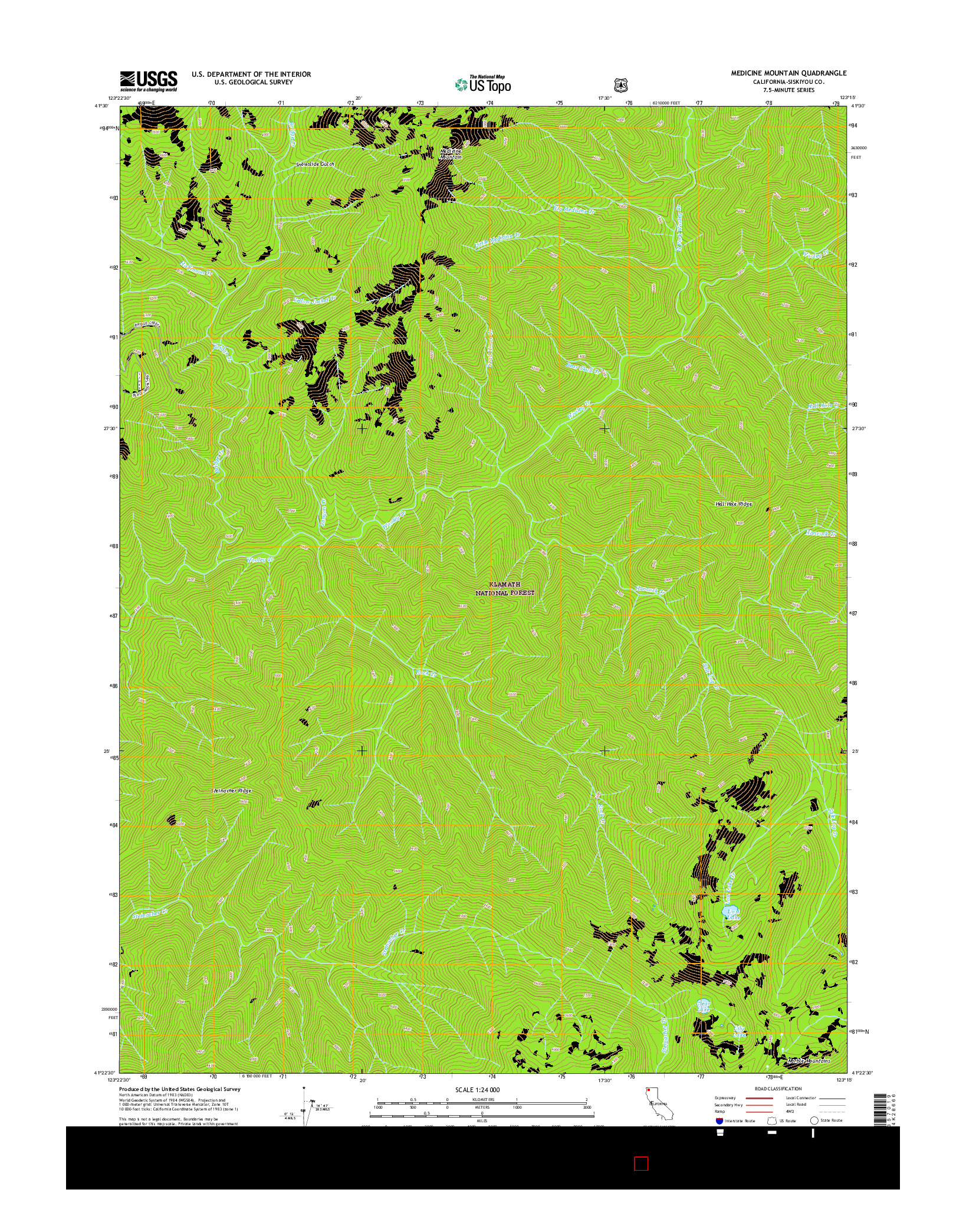 USGS US TOPO 7.5-MINUTE MAP FOR MEDICINE MOUNTAIN, CA 2015