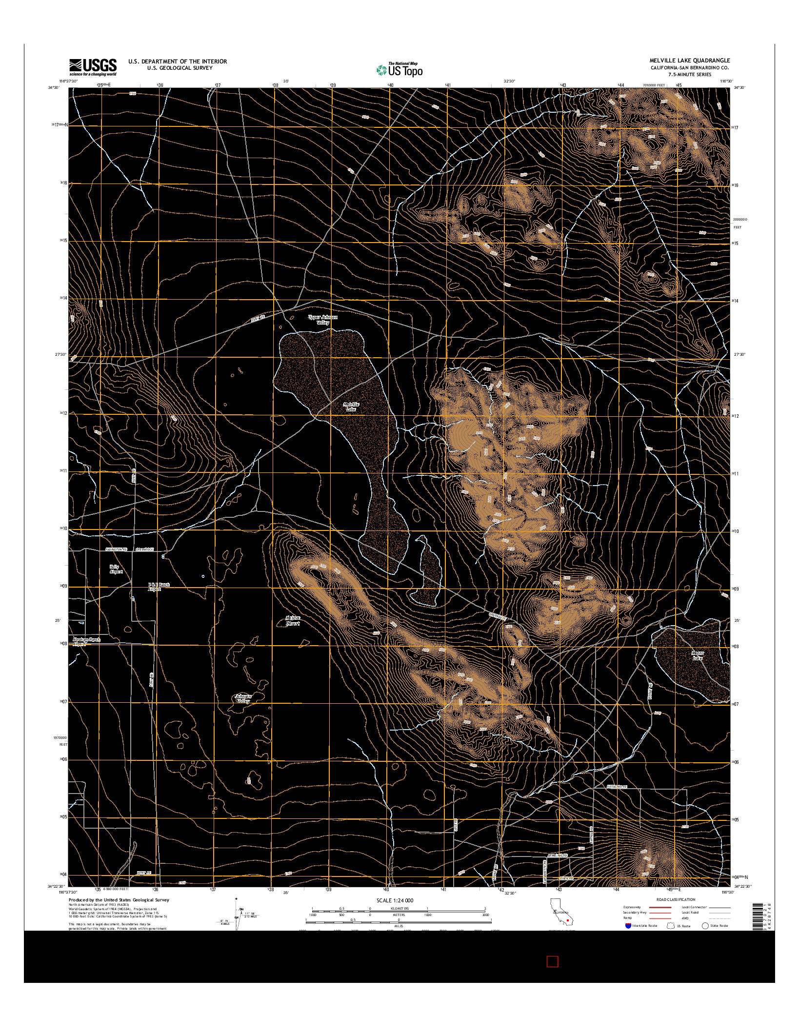 USGS US TOPO 7.5-MINUTE MAP FOR MELVILLE LAKE, CA 2015