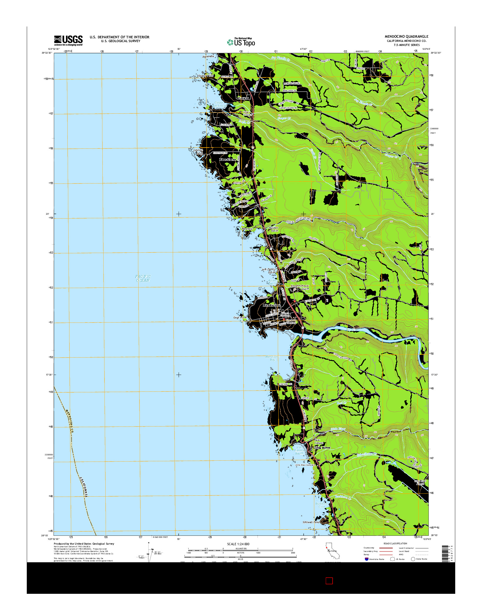 USGS US TOPO 7.5-MINUTE MAP FOR MENDOCINO, CA 2015