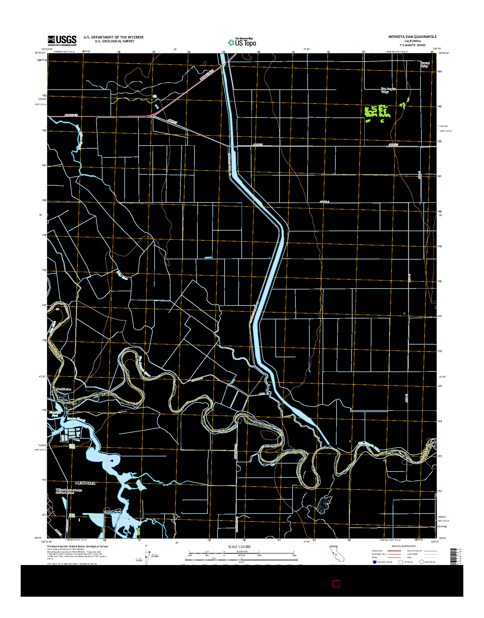 USGS US TOPO 7.5-MINUTE MAP FOR MENDOTA DAM, CA 2015