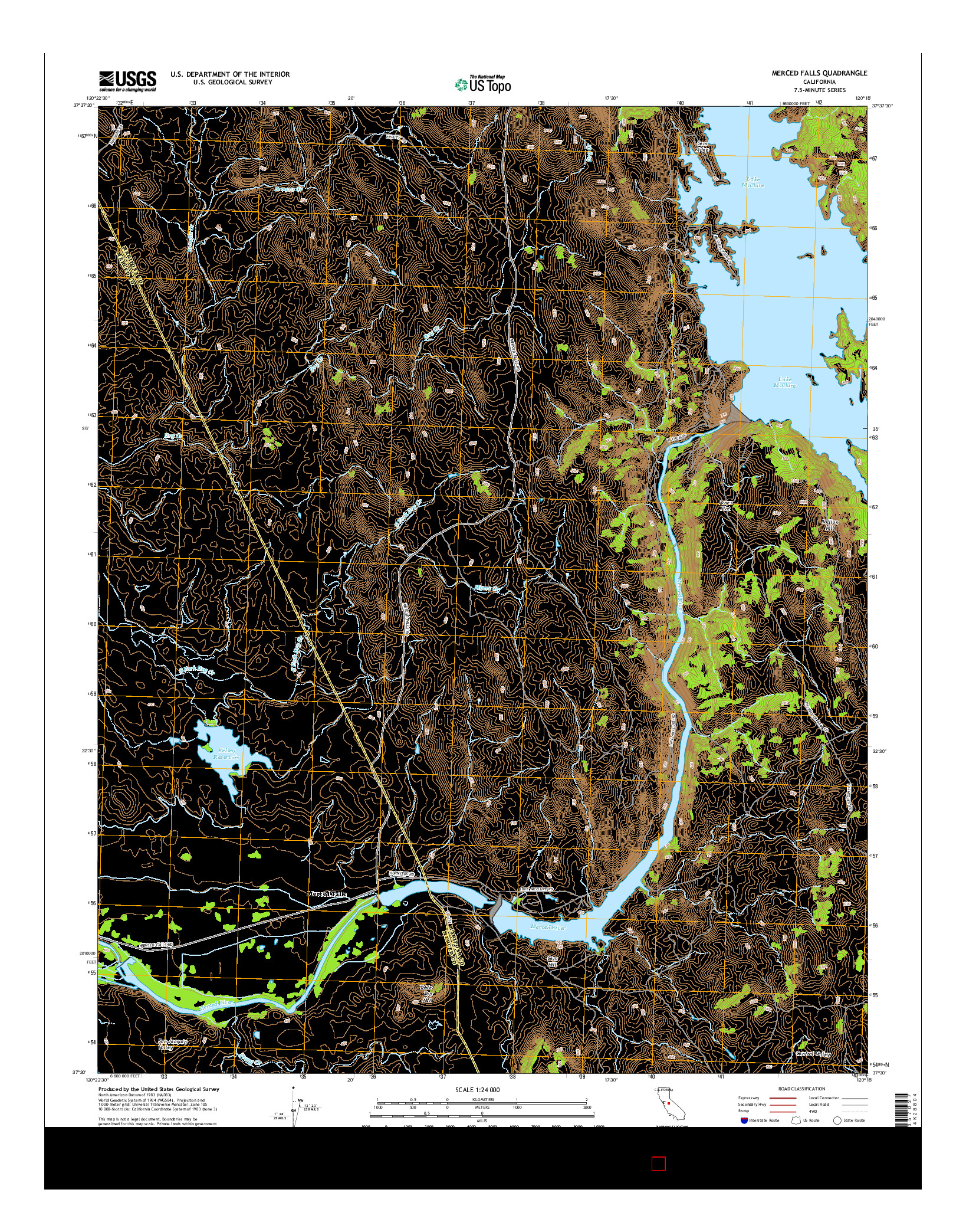 USGS US TOPO 7.5-MINUTE MAP FOR MERCED FALLS, CA 2015