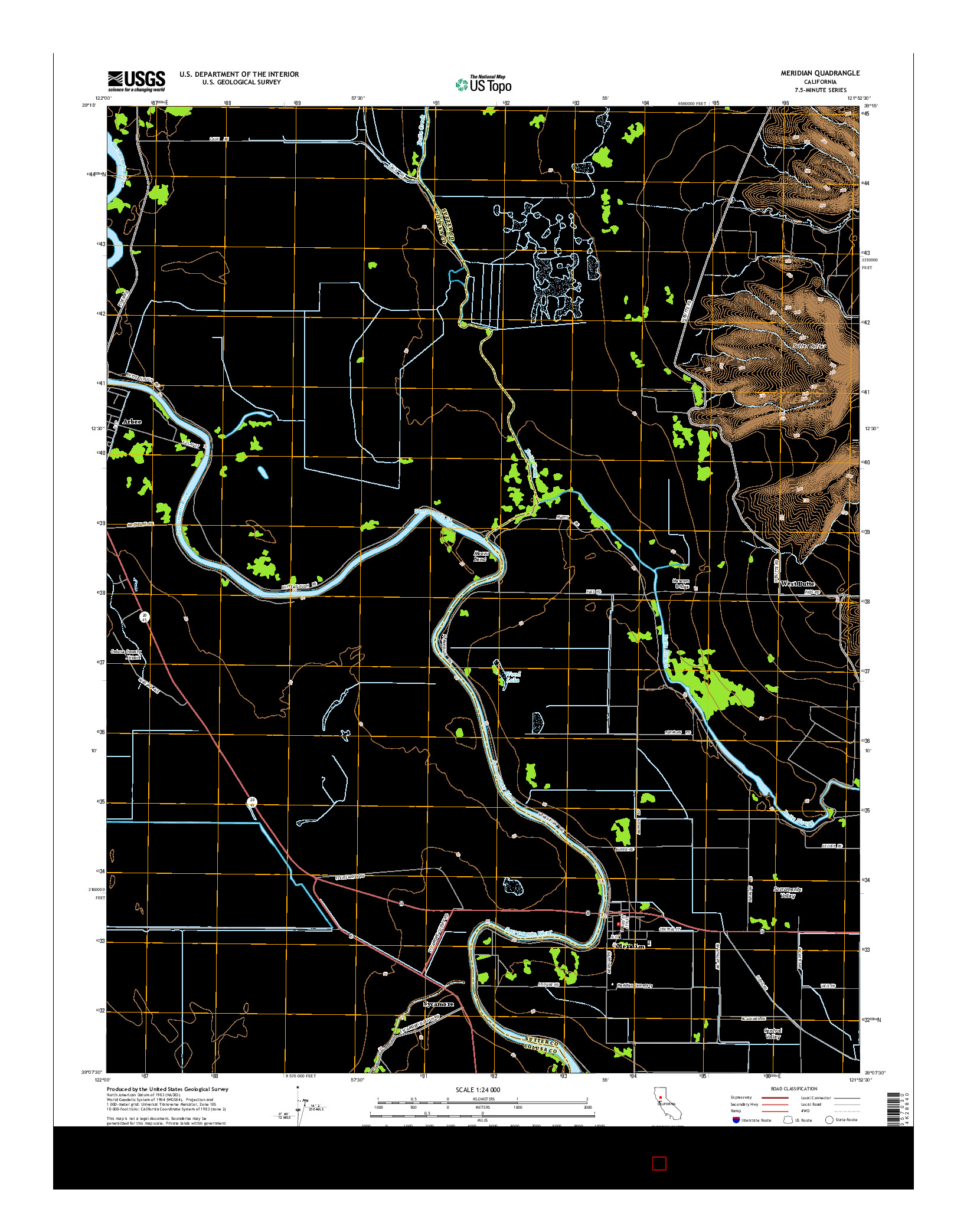 USGS US TOPO 7.5-MINUTE MAP FOR MERIDIAN, CA 2015