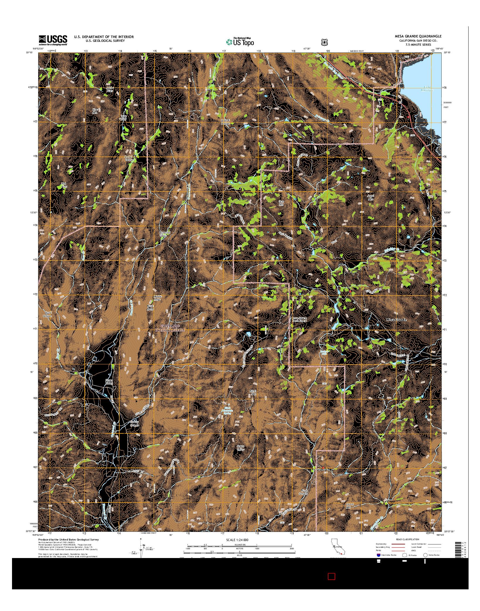USGS US TOPO 7.5-MINUTE MAP FOR MESA GRANDE, CA 2015