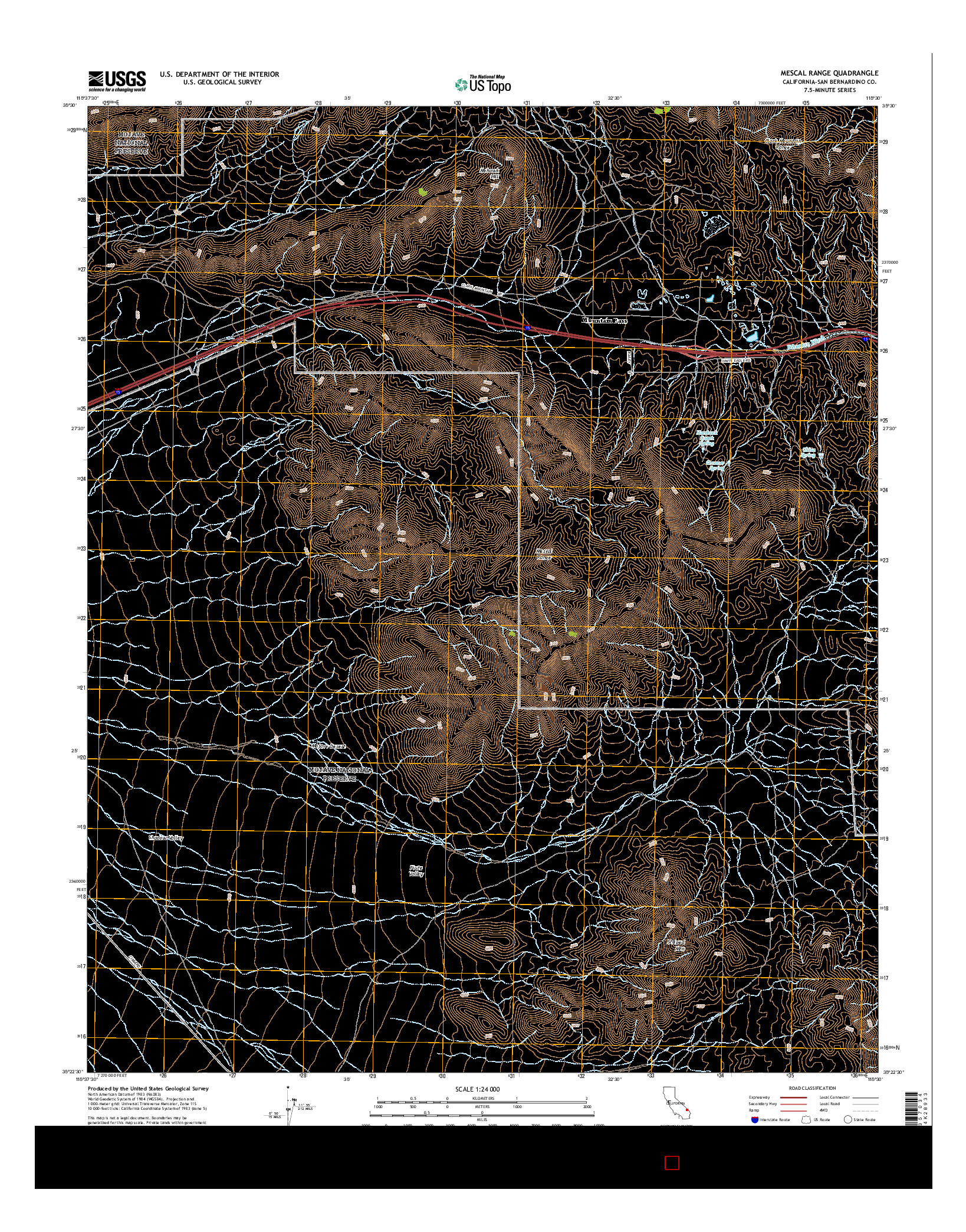 USGS US TOPO 7.5-MINUTE MAP FOR MESCAL RANGE, CA 2015