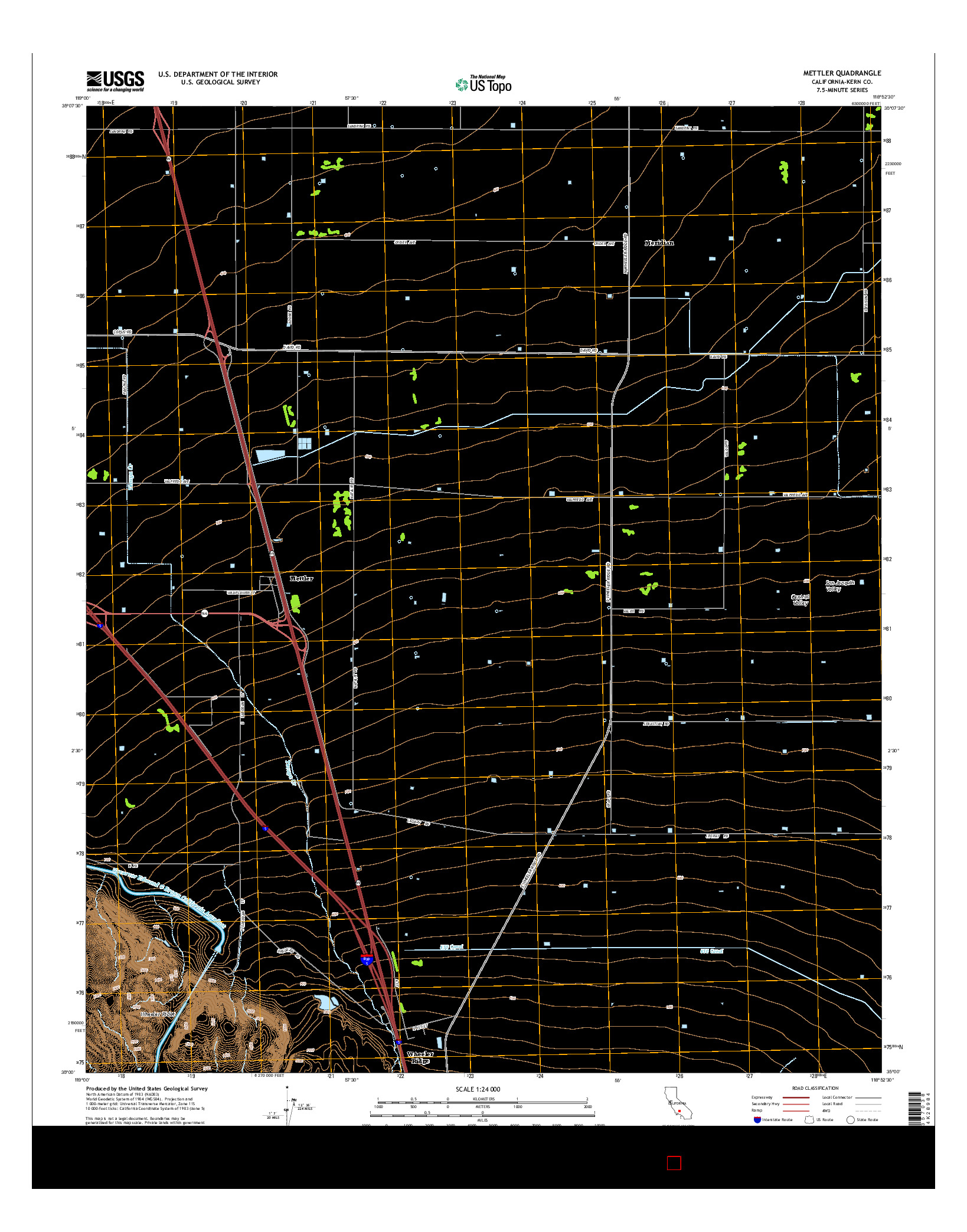 USGS US TOPO 7.5-MINUTE MAP FOR METTLER, CA 2015