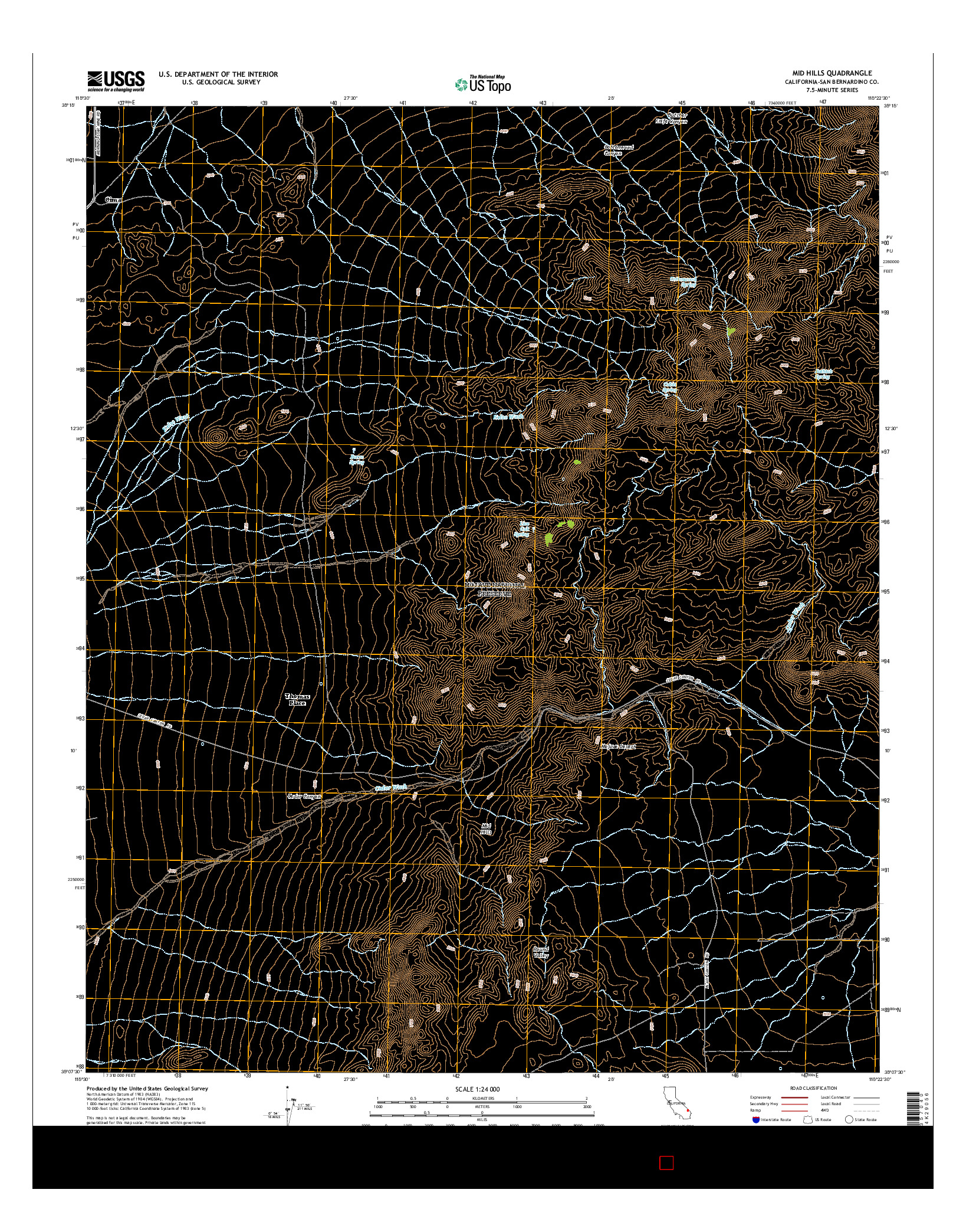 USGS US TOPO 7.5-MINUTE MAP FOR MID HILLS, CA 2015