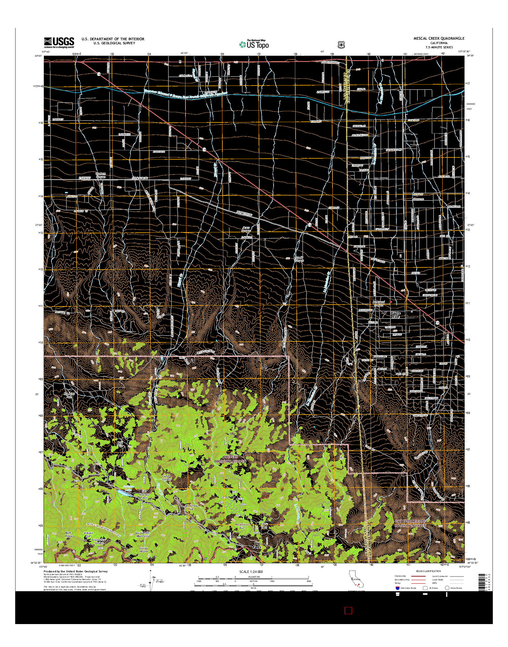 USGS US TOPO 7.5-MINUTE MAP FOR MESCAL CREEK, CA 2015