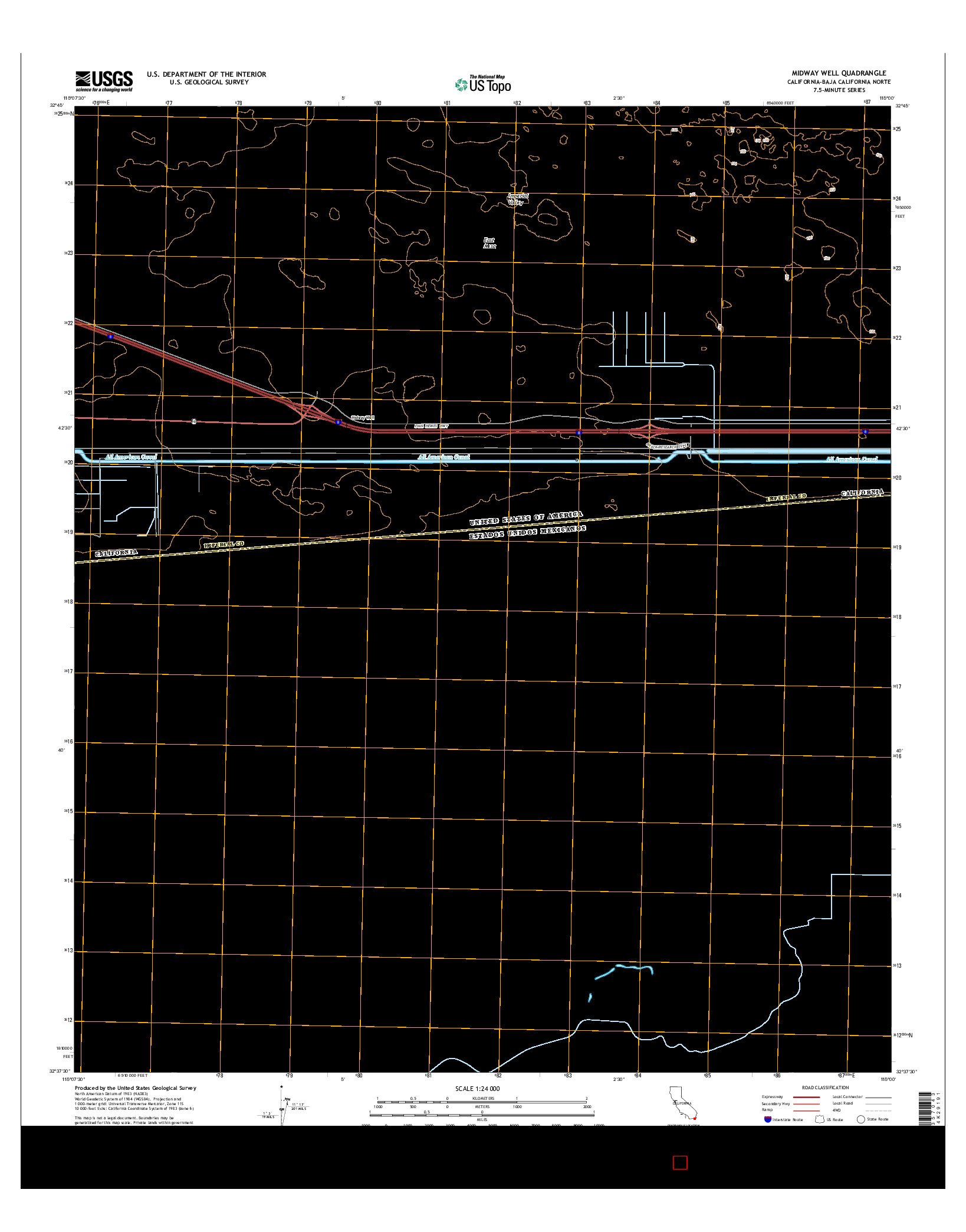 USGS US TOPO 7.5-MINUTE MAP FOR MIDWAY WELL, CA-BCN 2015