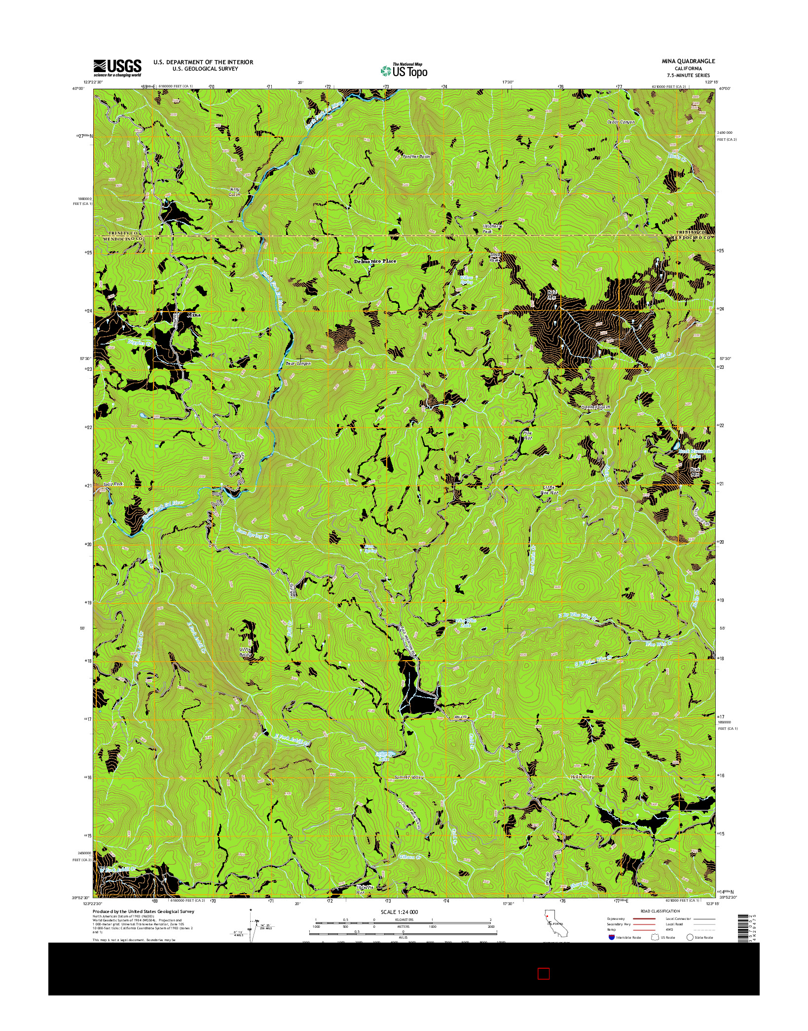 USGS US TOPO 7.5-MINUTE MAP FOR MINA, CA 2015