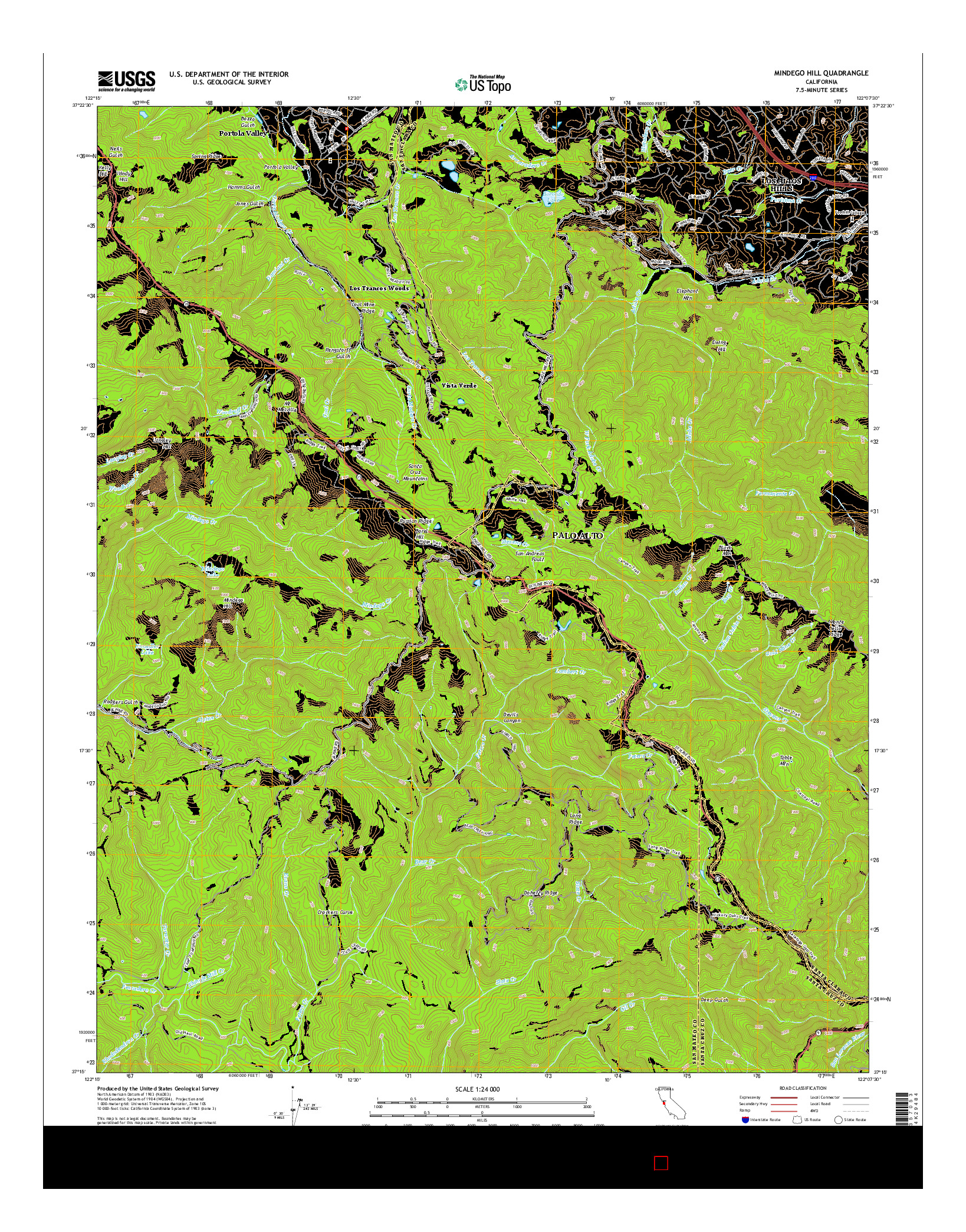 USGS US TOPO 7.5-MINUTE MAP FOR MINDEGO HILL, CA 2015