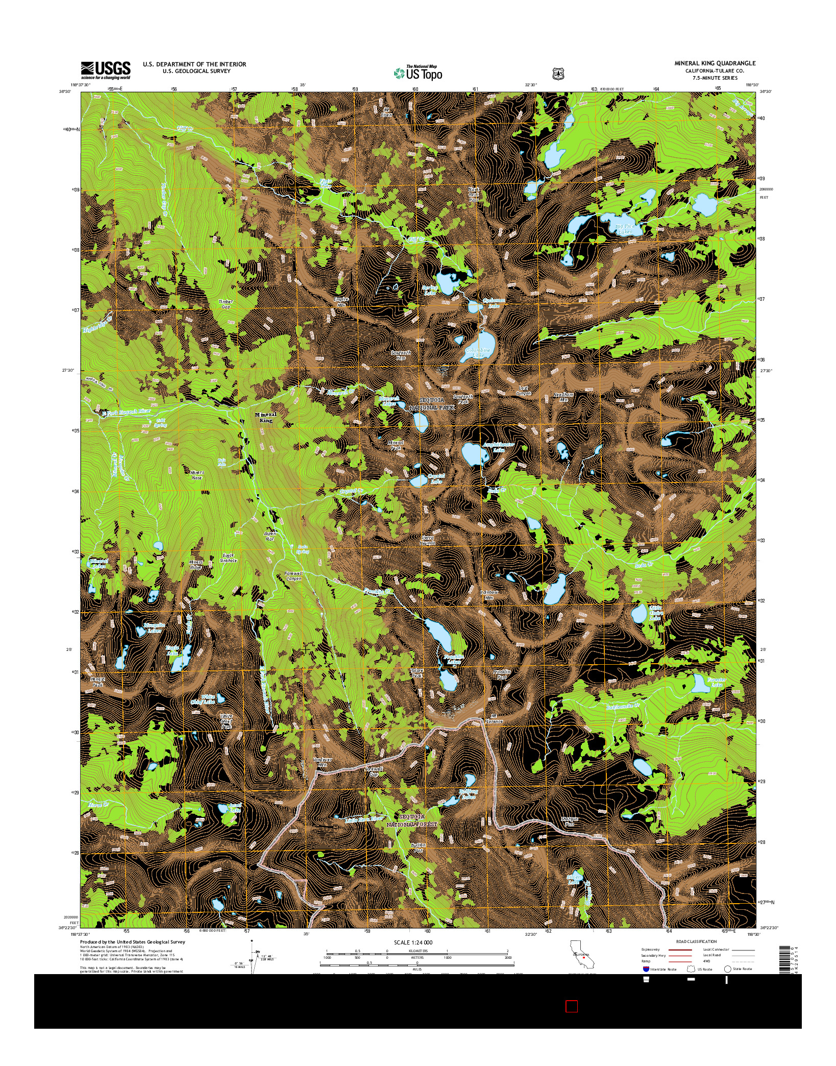 USGS US TOPO 7.5-MINUTE MAP FOR MINERAL KING, CA 2015