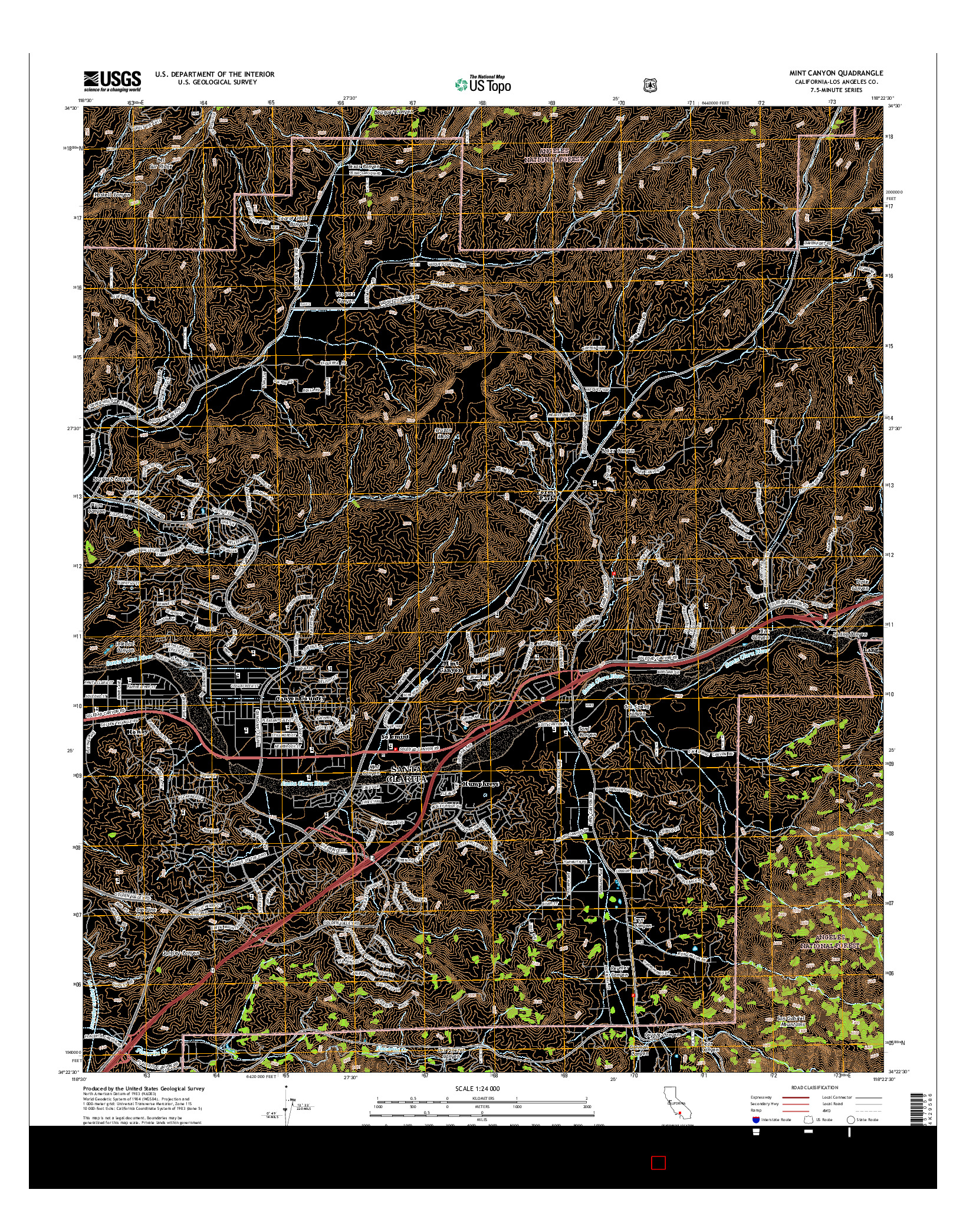 USGS US TOPO 7.5-MINUTE MAP FOR MINT CANYON, CA 2015