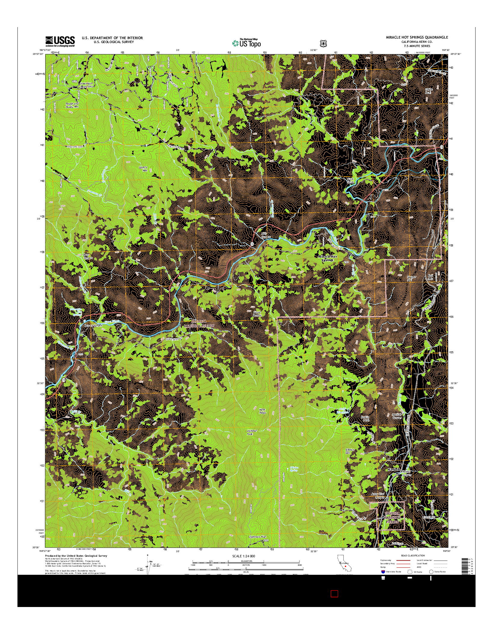 USGS US TOPO 7.5-MINUTE MAP FOR MIRACLE HOT SPRINGS, CA 2015