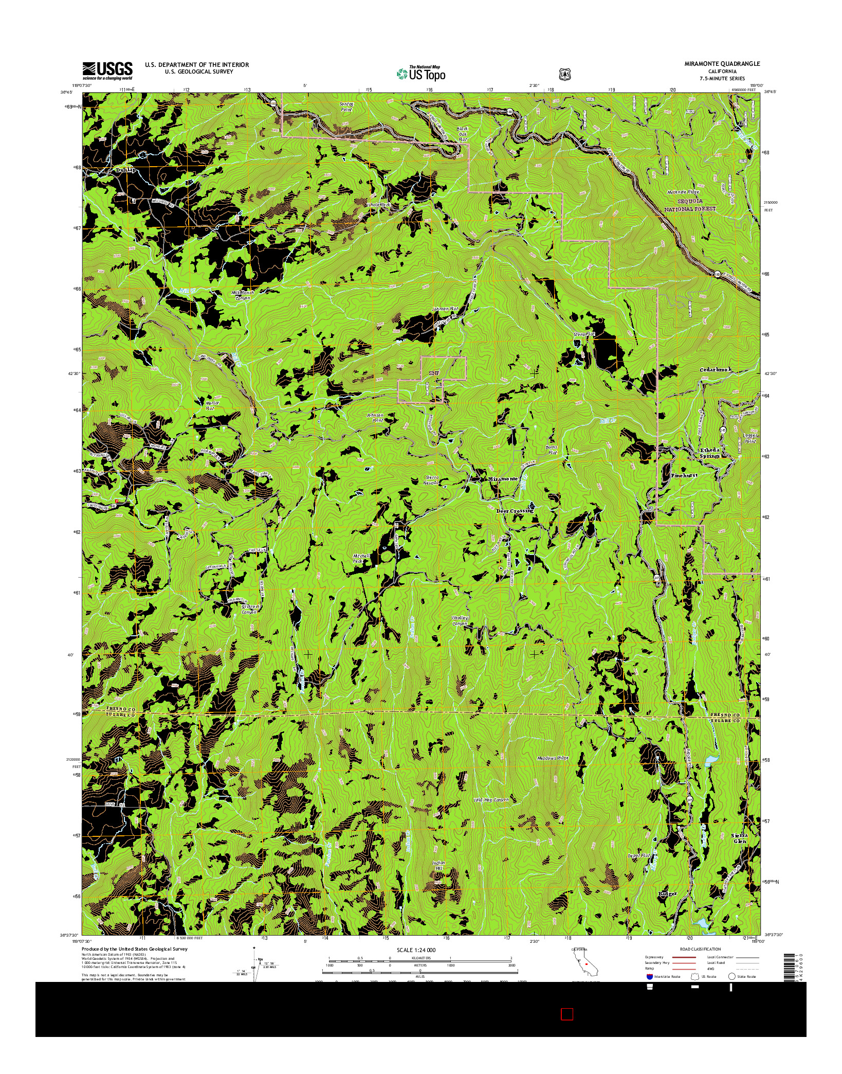 USGS US TOPO 7.5-MINUTE MAP FOR MIRAMONTE, CA 2015