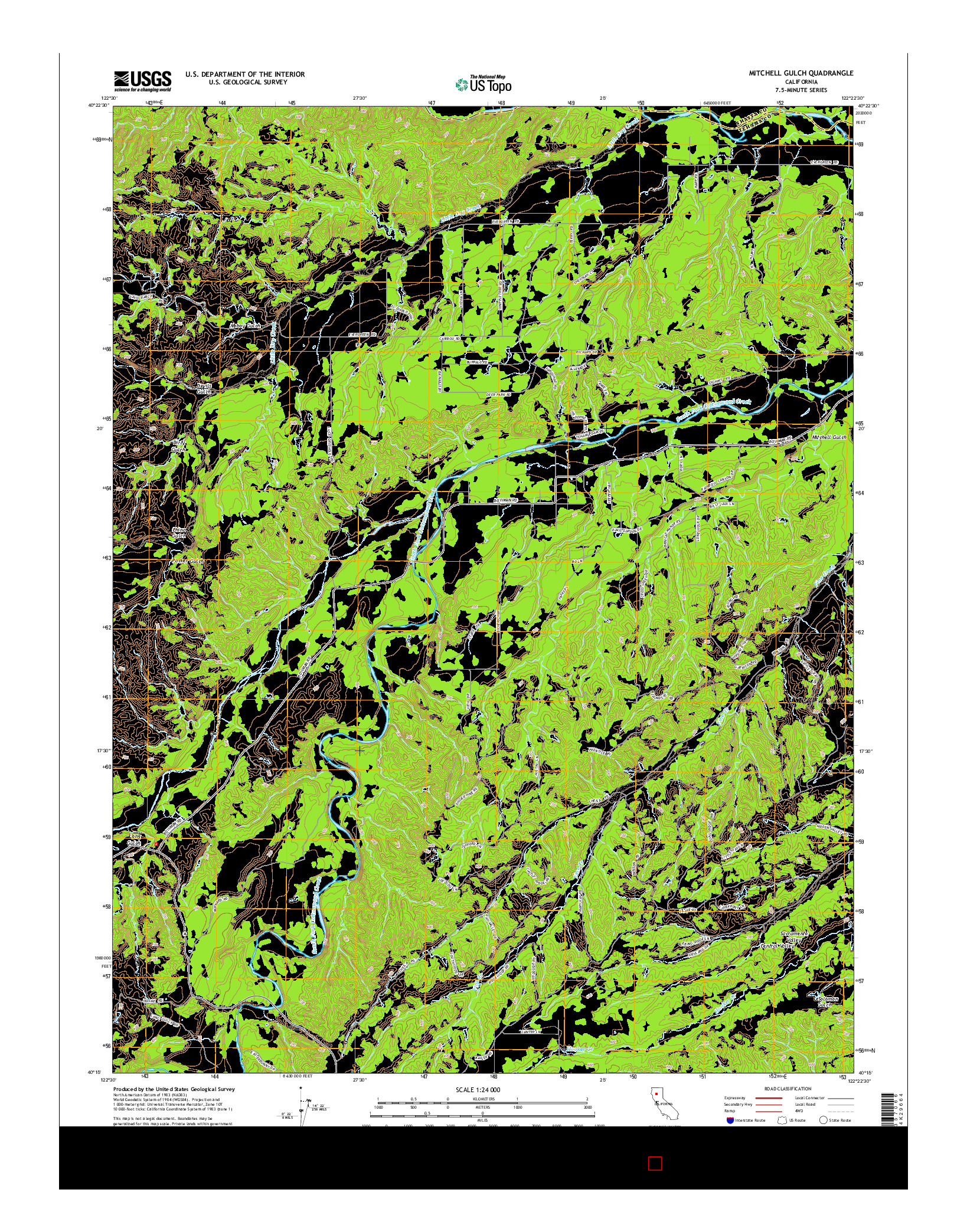 USGS US TOPO 7.5-MINUTE MAP FOR MITCHELL GULCH, CA 2015