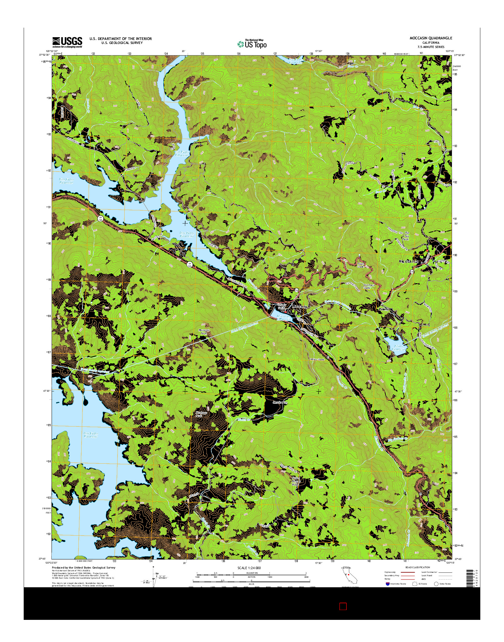 USGS US TOPO 7.5-MINUTE MAP FOR MOCCASIN, CA 2015