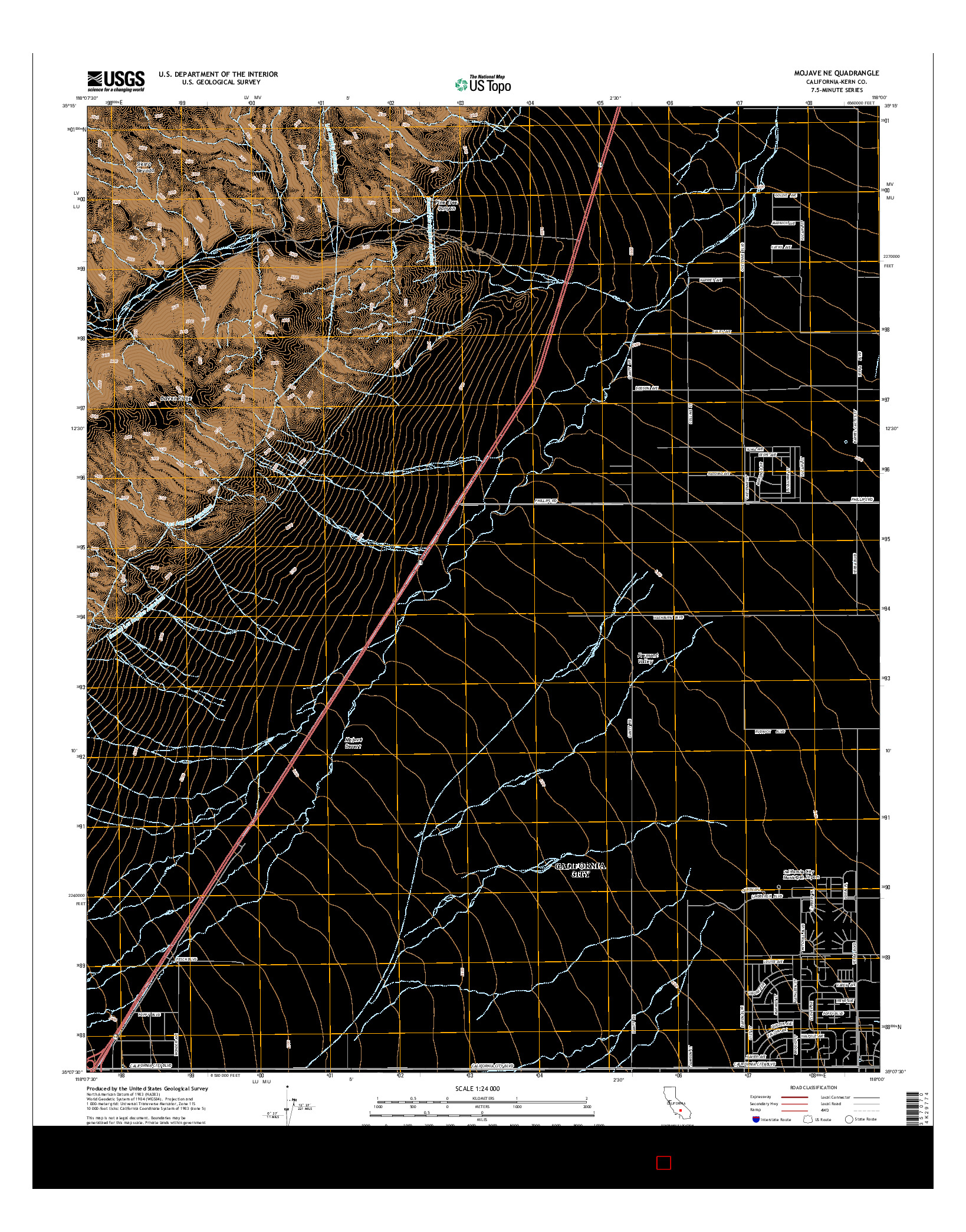 USGS US TOPO 7.5-MINUTE MAP FOR MOJAVE NE, CA 2015
