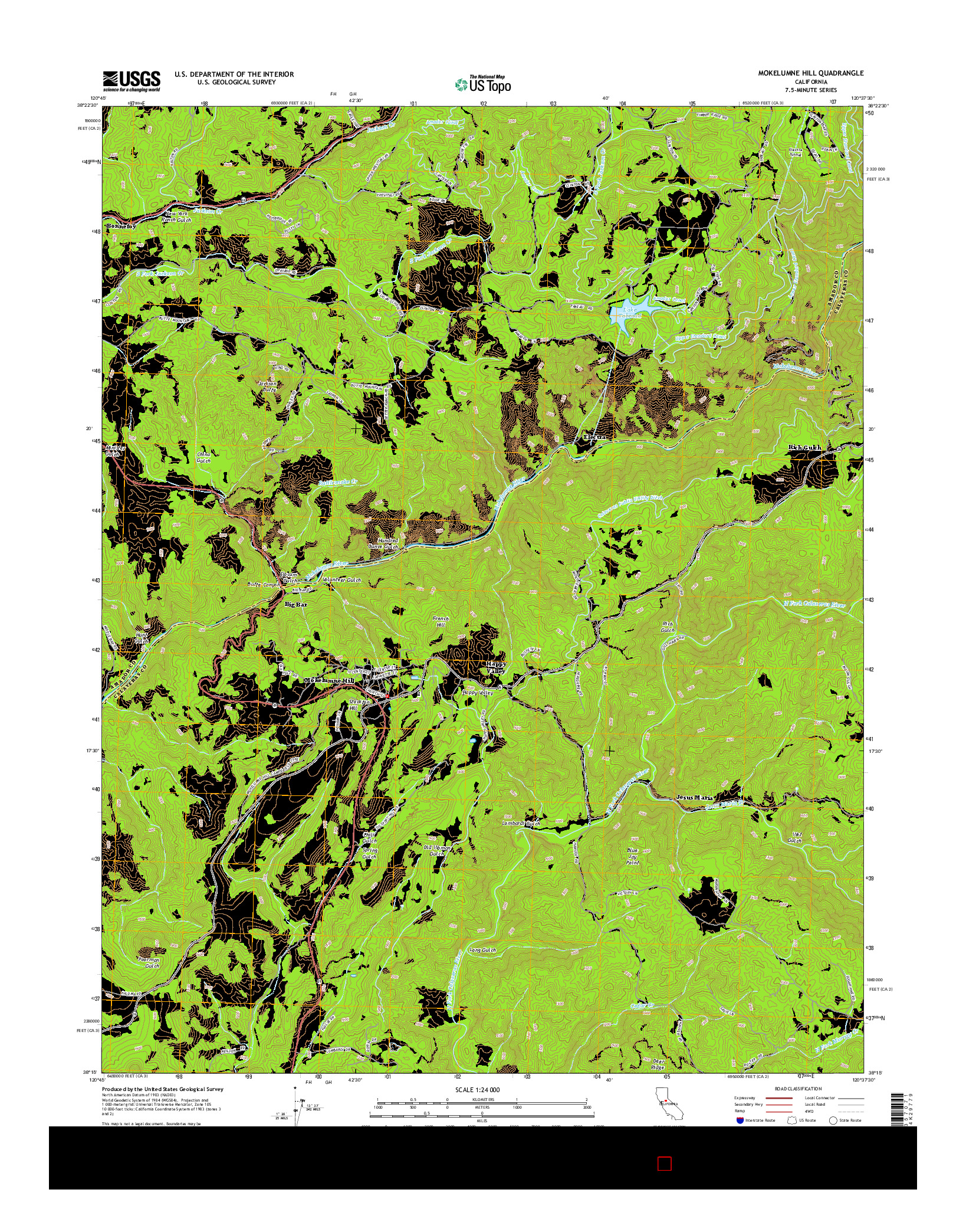 USGS US TOPO 7.5-MINUTE MAP FOR MOKELUMNE HILL, CA 2015