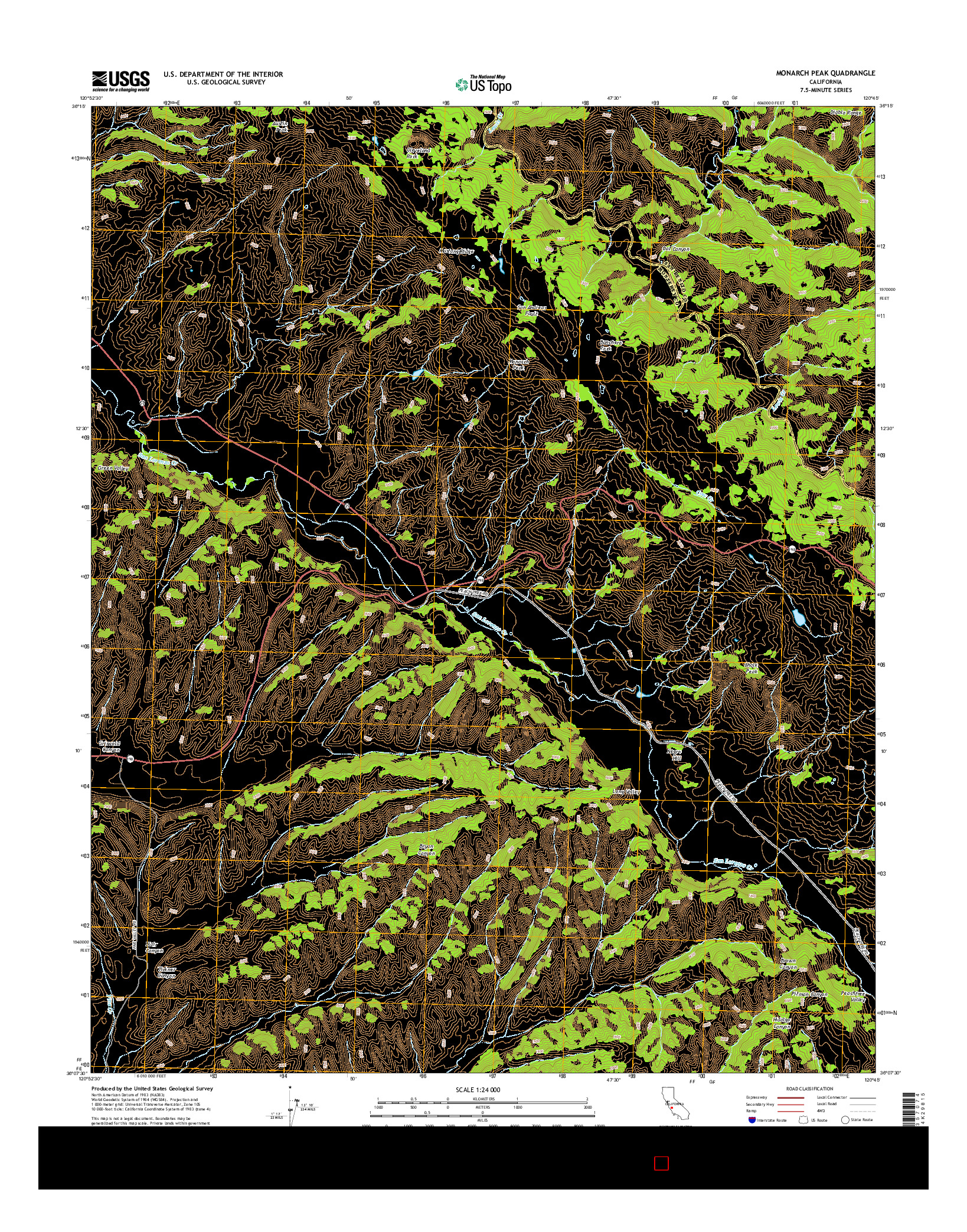 USGS US TOPO 7.5-MINUTE MAP FOR MONARCH PEAK, CA 2015